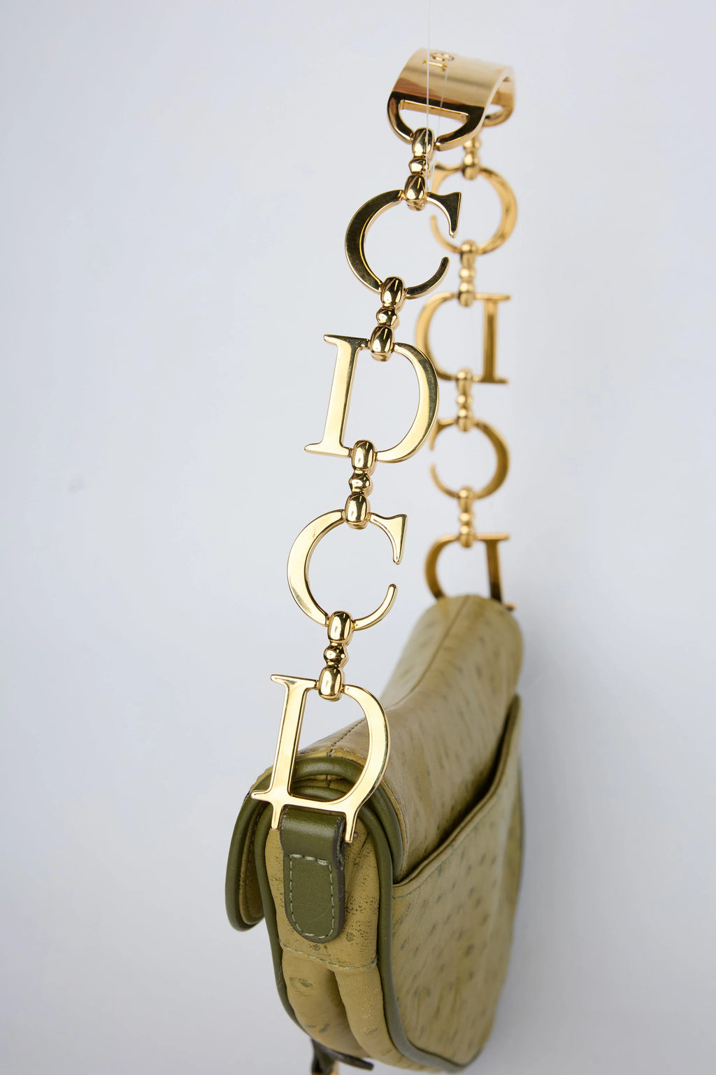 RARE DIOR GREEN OSTRICH SMALL SADDLE