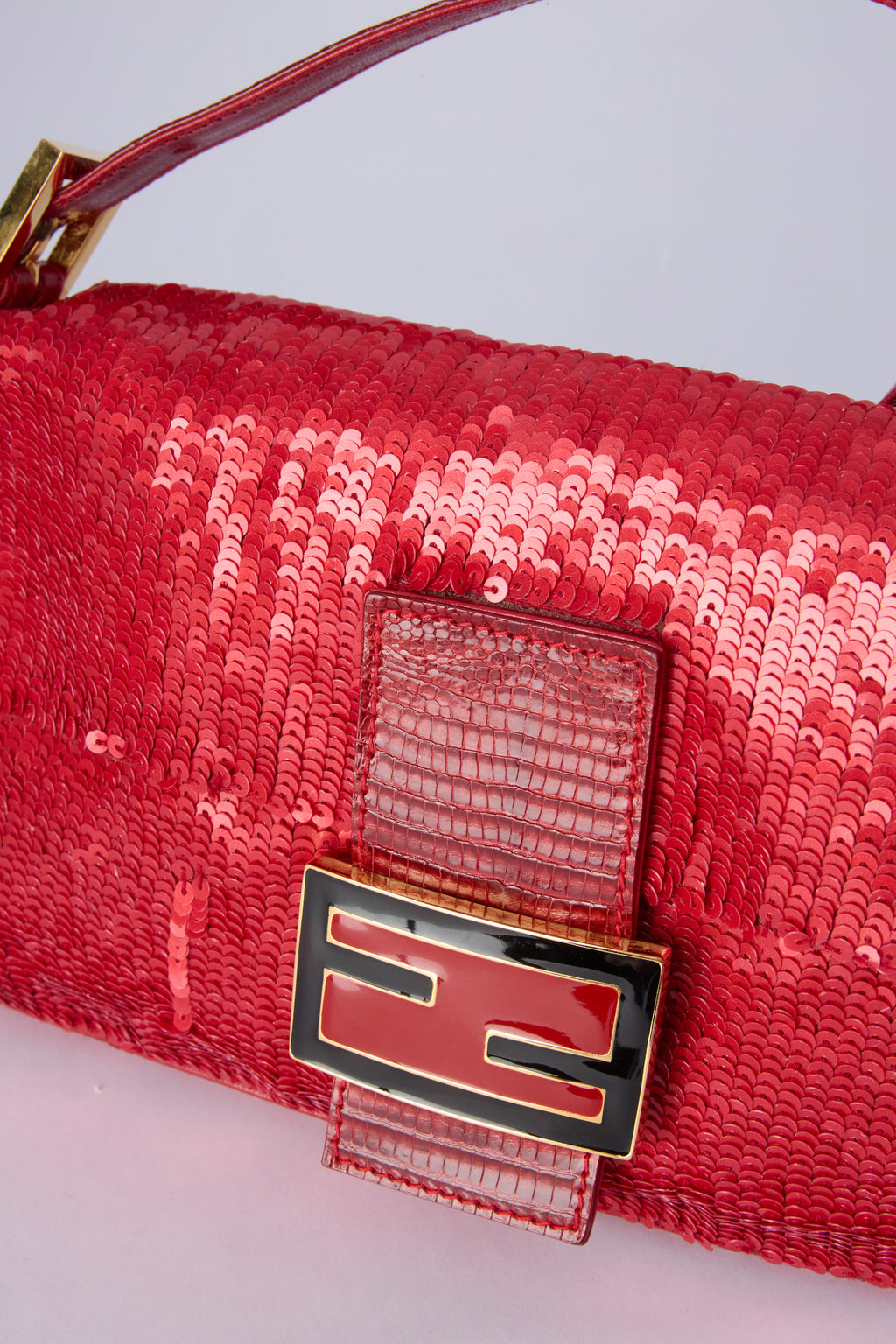 FENDI RED SEQUIN BAGUETTE