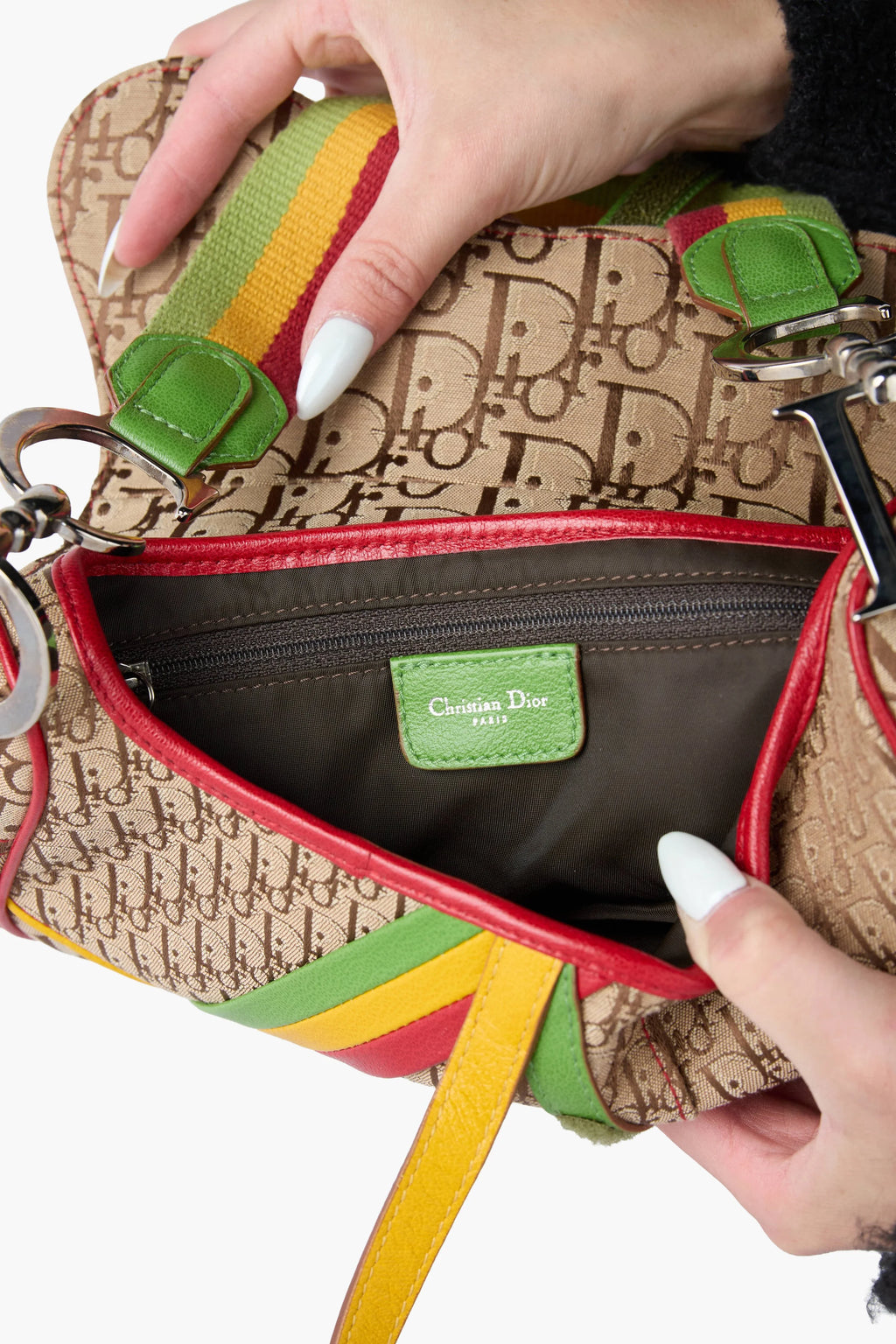 Dior 2004 Rasta Tricolor Saddle Handbag