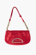 Dior Red Satin Malice Rhinestone Shoulder Bag