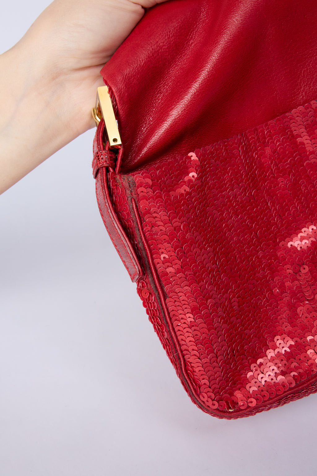 FENDI RED SEQUIN BAGUETTE