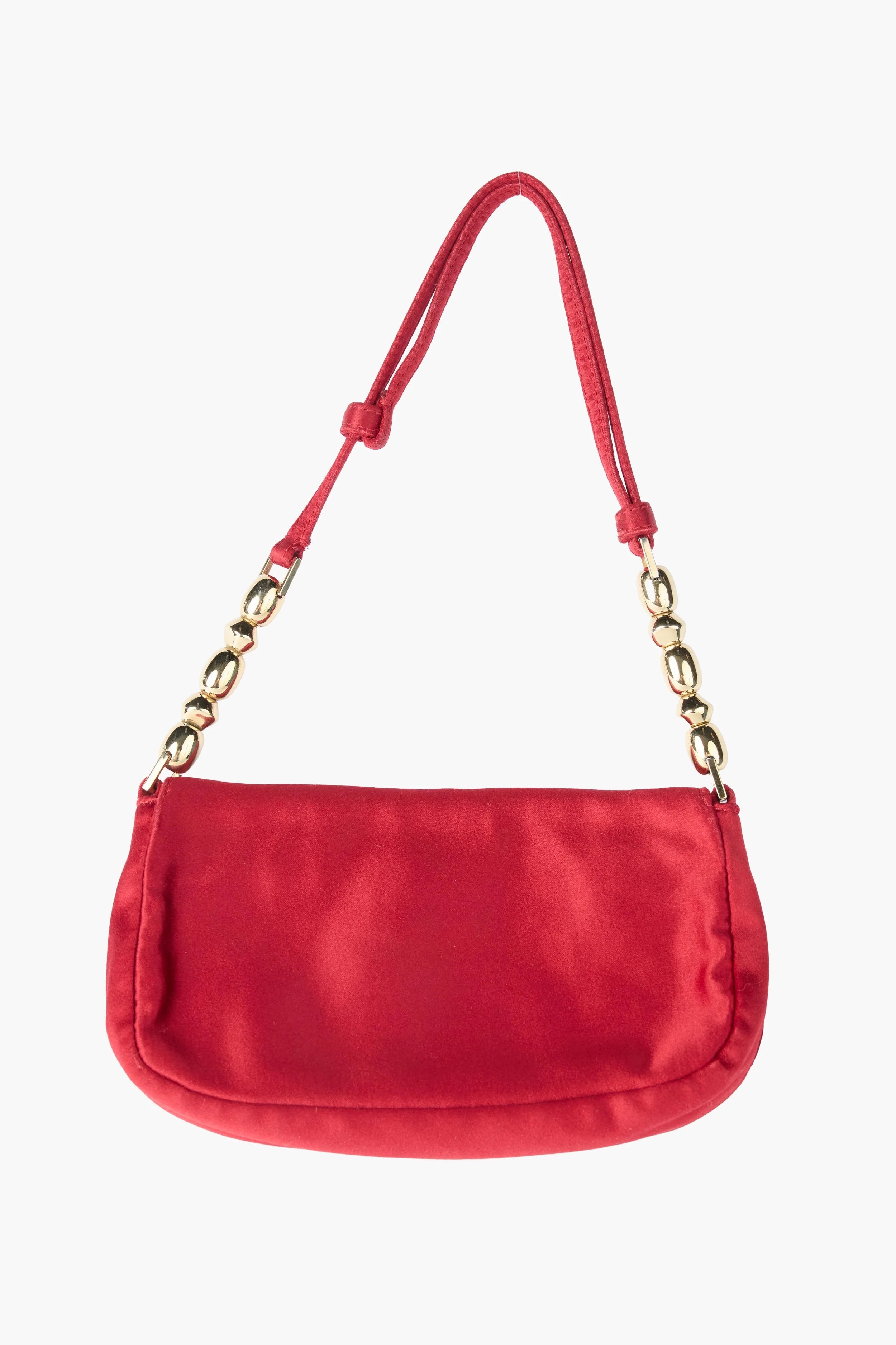 Dior Red Satin Malice Rhinestone Shoulder Bag