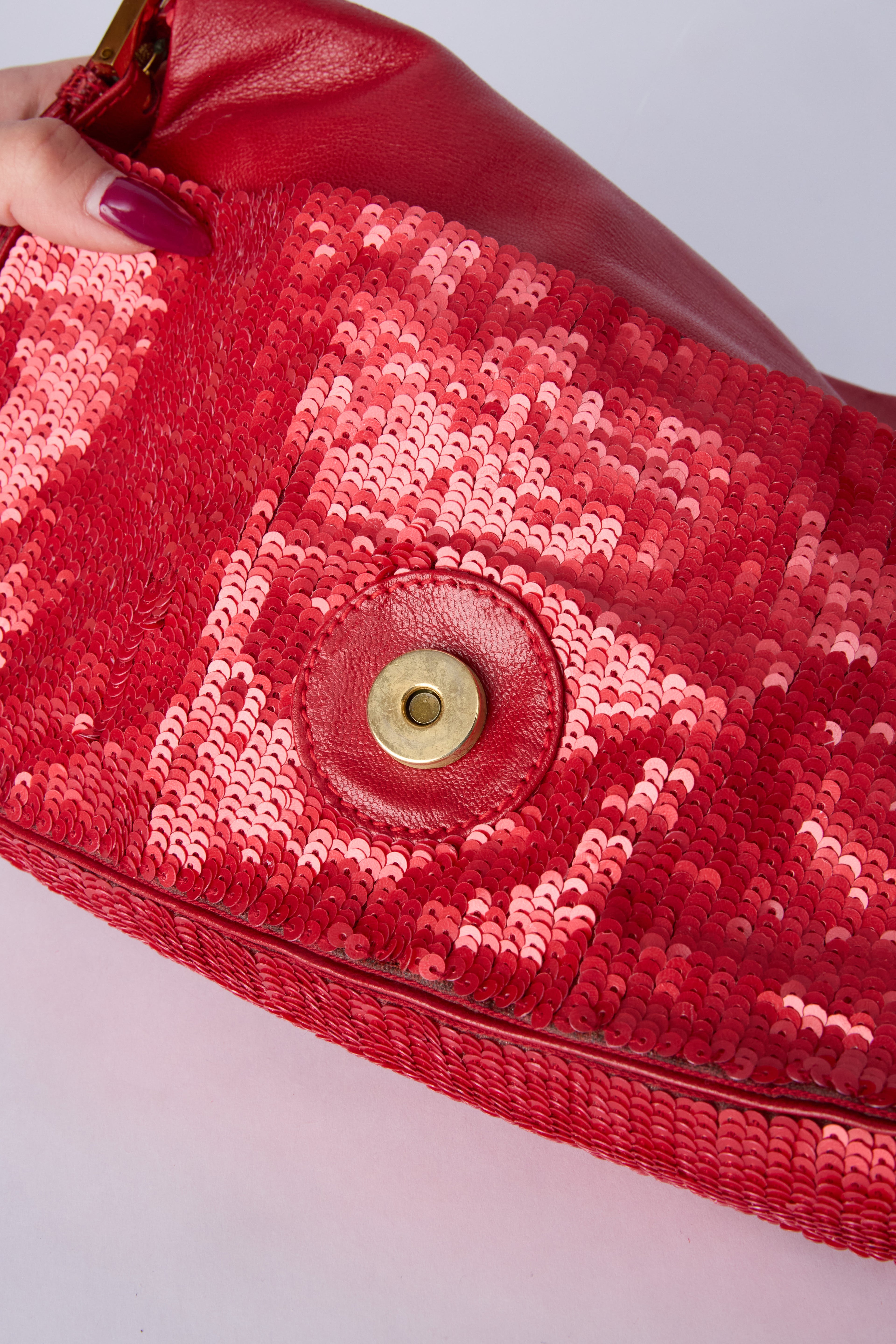 FENDI RED SEQUIN BAGUETTE