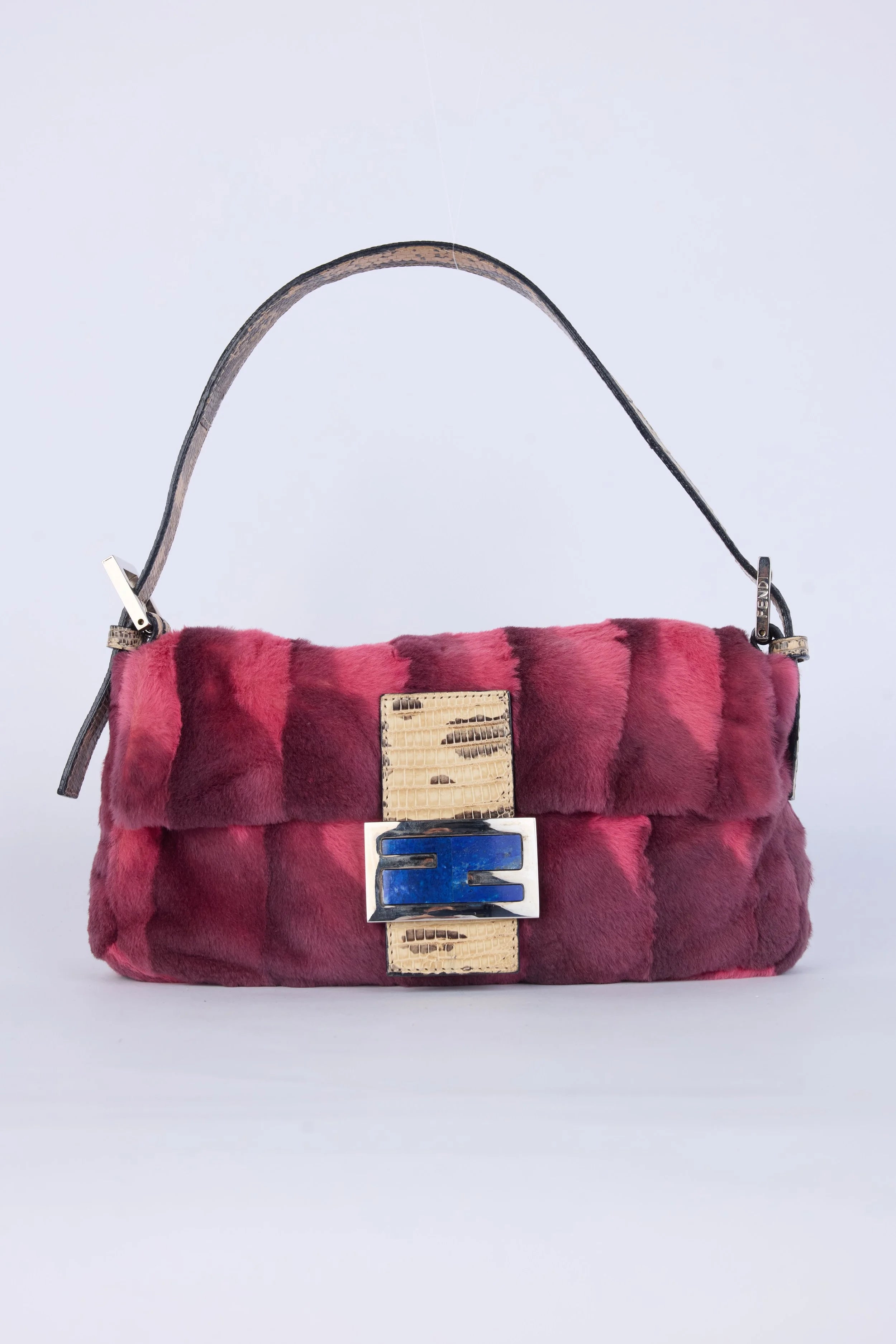 RARE FENDI ANGORA FUR & SNAKESKIN BAGUETTE