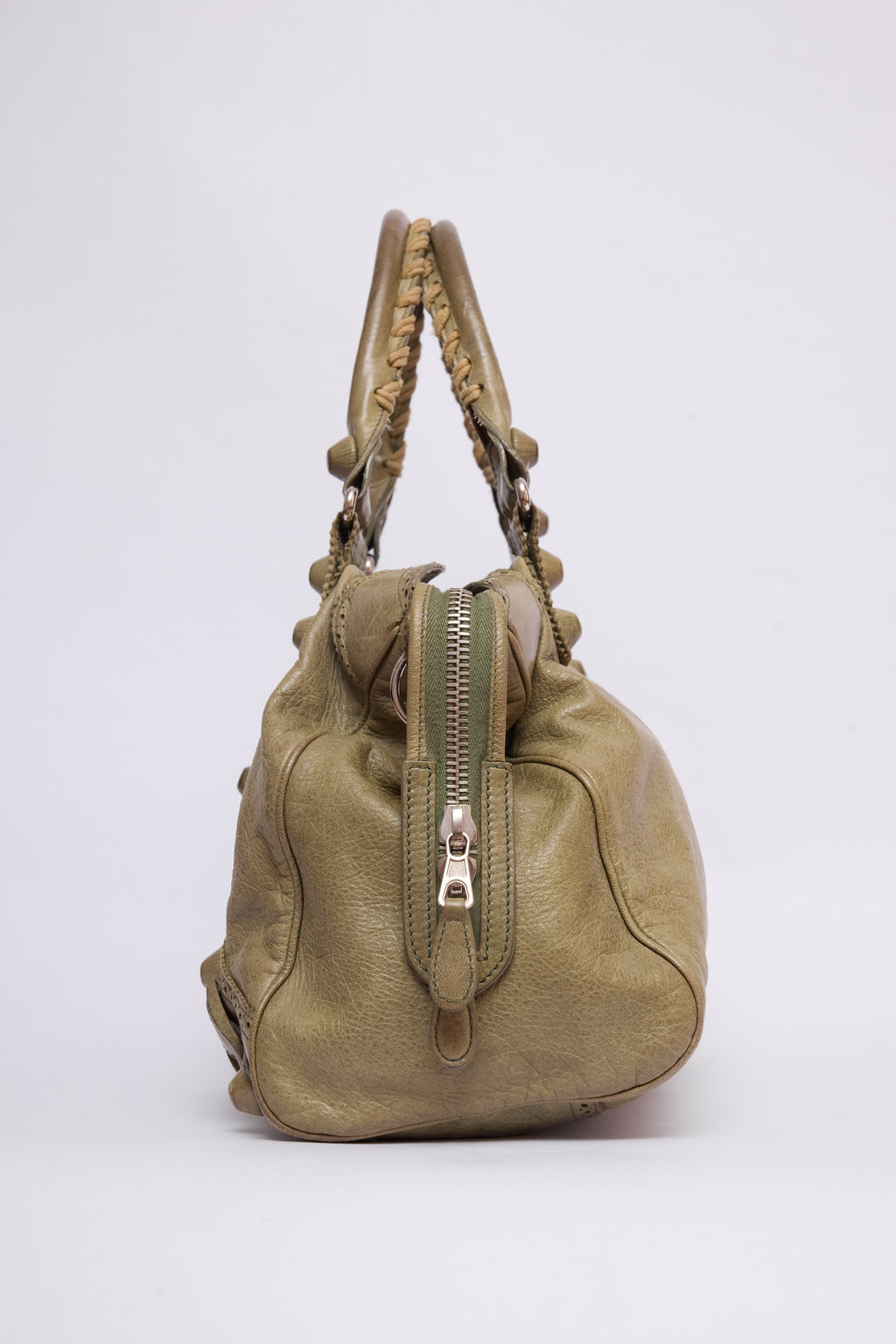 BALENCIAGA OLIVE GREEN BROGUE VELO BAG