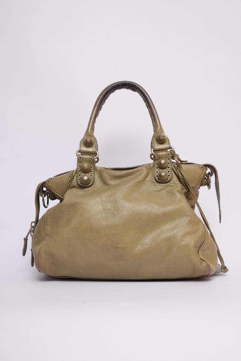 BALENCIAGA OLIVE GREEN BROGUE VELO BAG