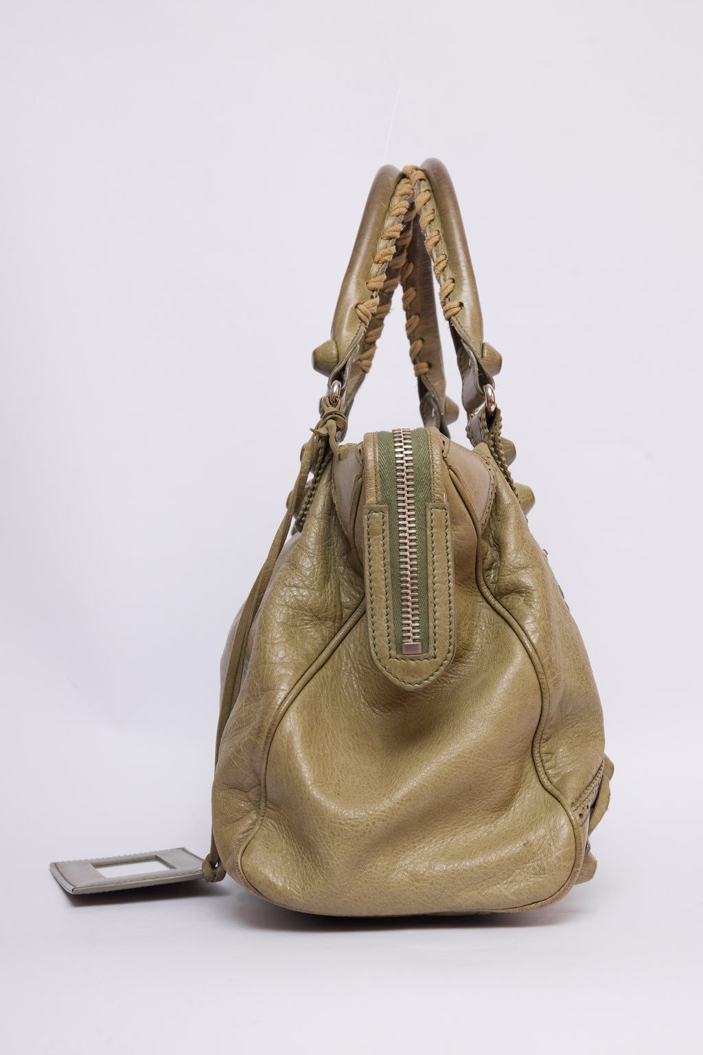 BALENCIAGA OLIVE GREEN BROGUE VELO BAG