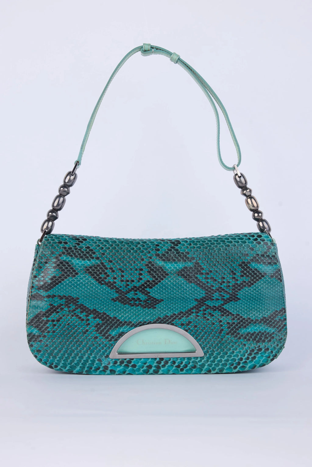 DIOR TEAL PYTHON MALICE SHOULDER BAG
