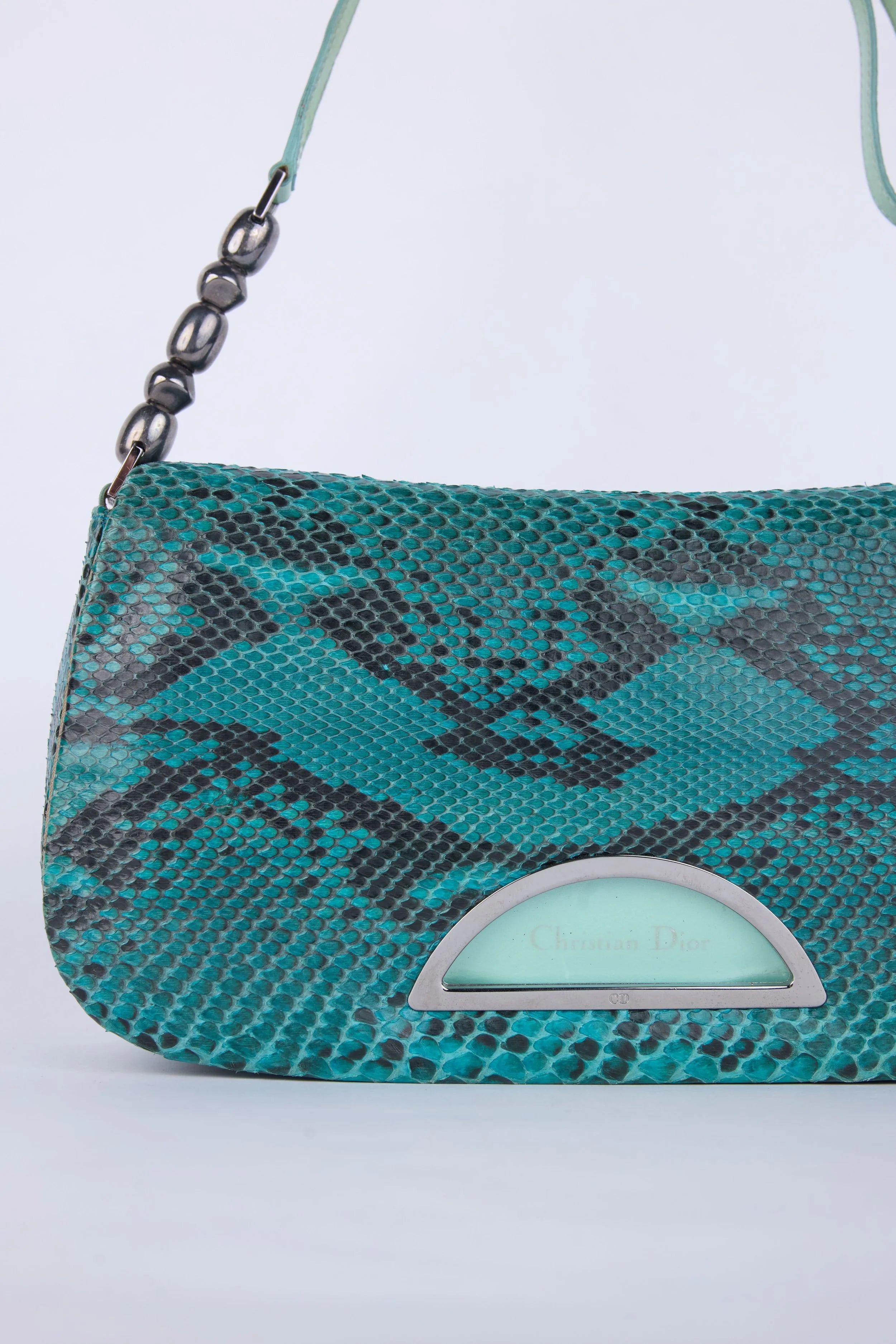 DIOR TEAL PYTHON MALICE SHOULDER BAG