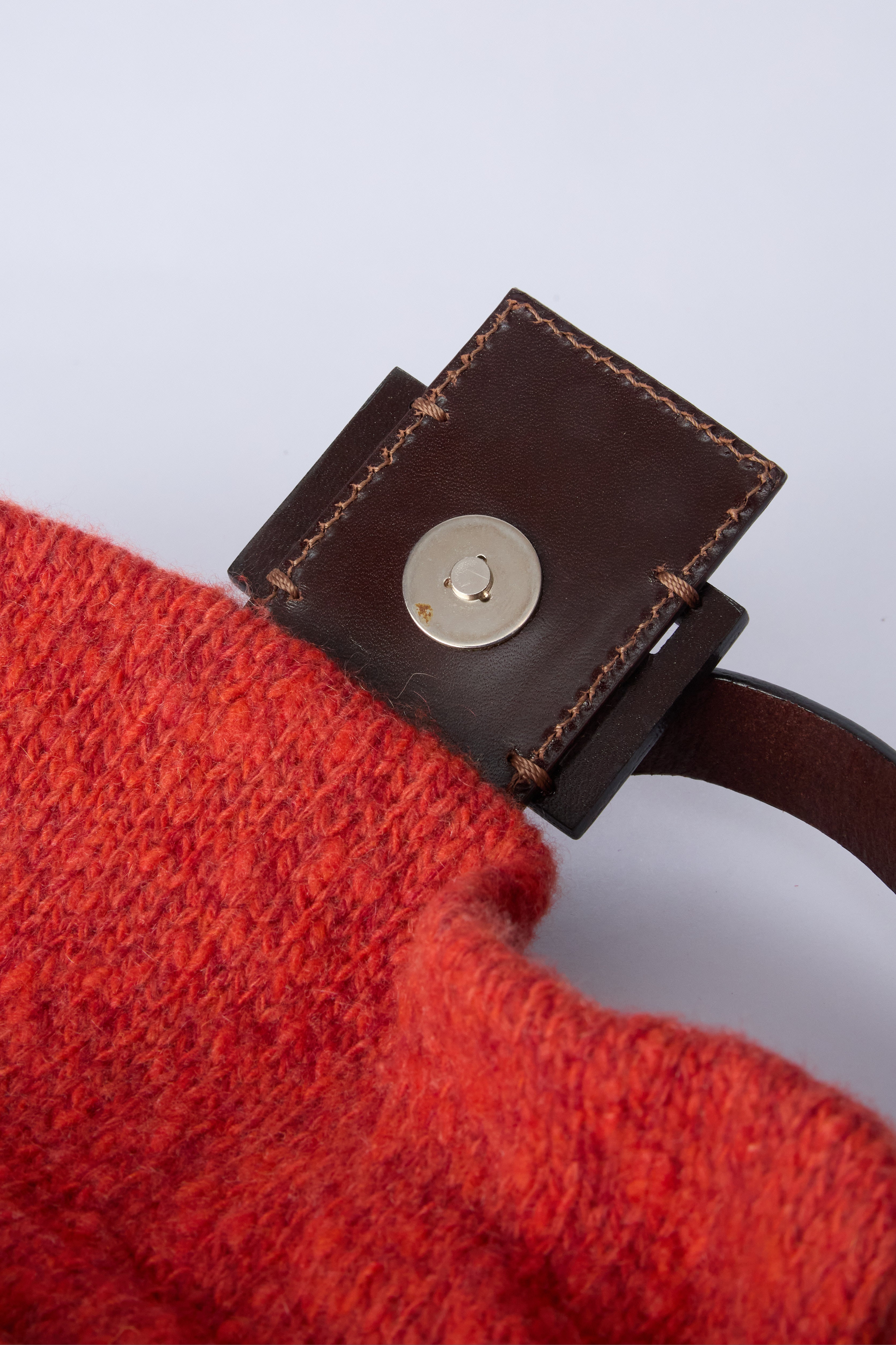 FENDI RED KNIT BAGUETTE