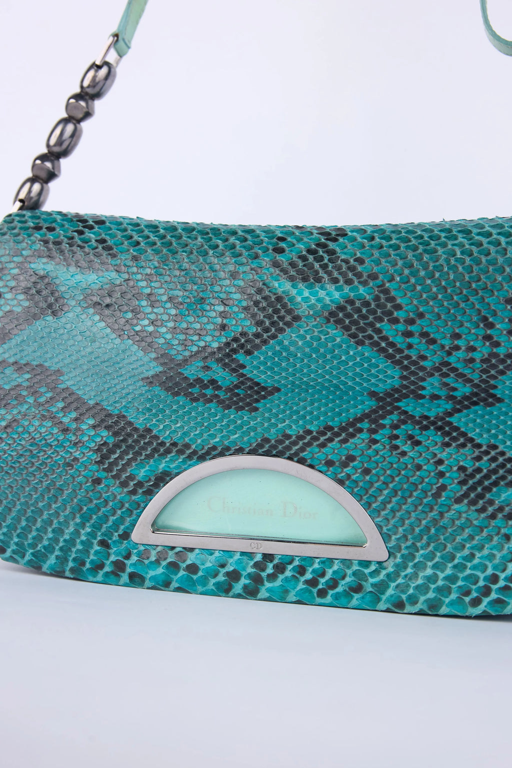 DIOR TEAL PYTHON MALICE SHOULDER BAG
