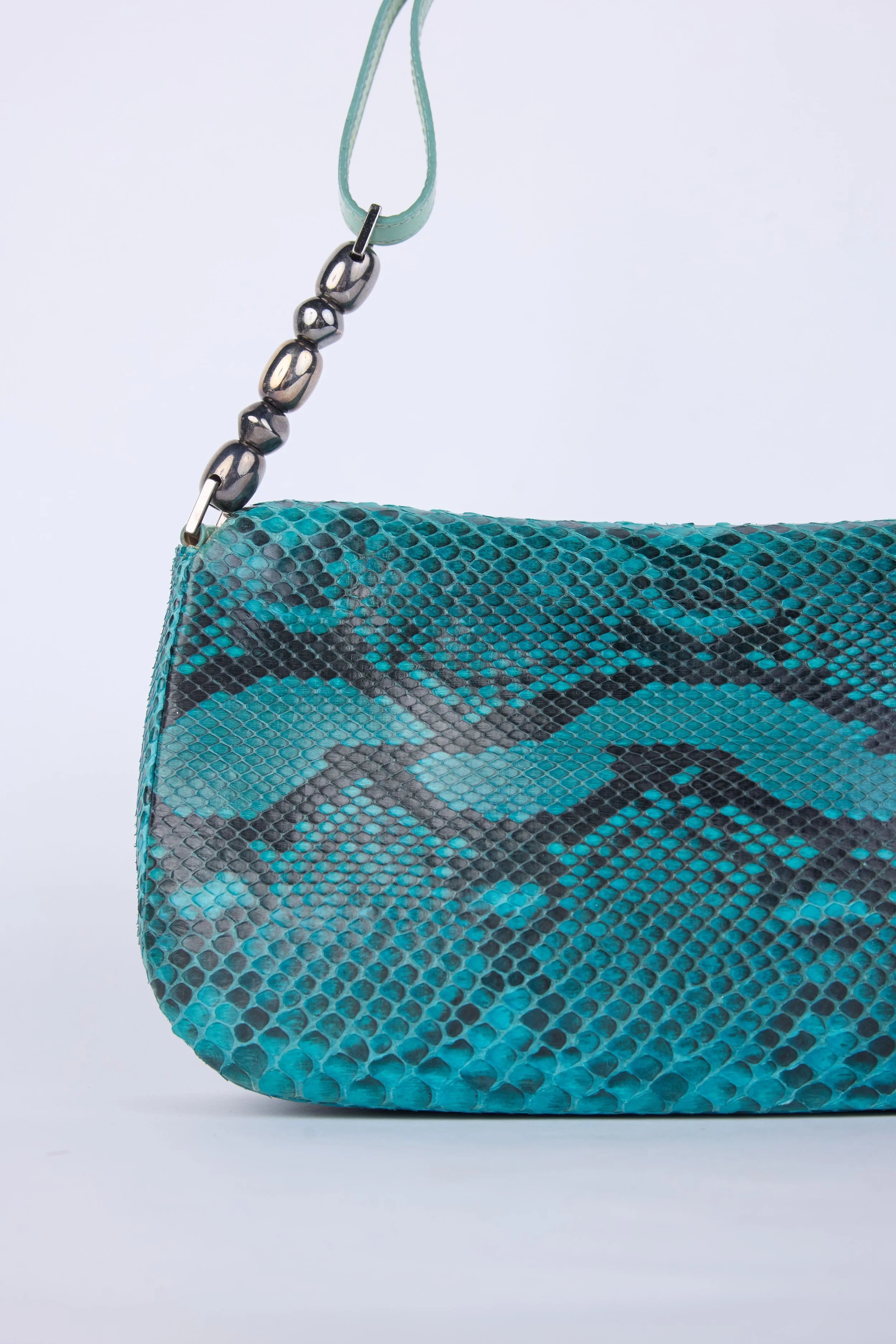 DIOR TEAL PYTHON MALICE SHOULDER BAG