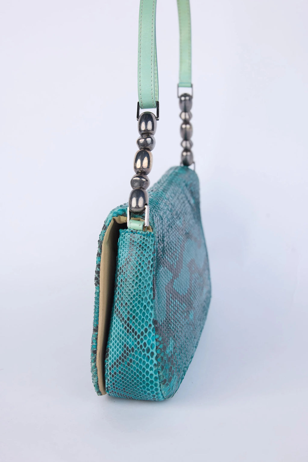 DIOR TEAL PYTHON MALICE SHOULDER BAG