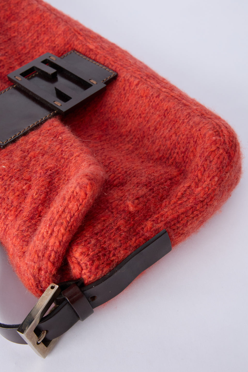 FENDI RED KNIT BAGUETTE