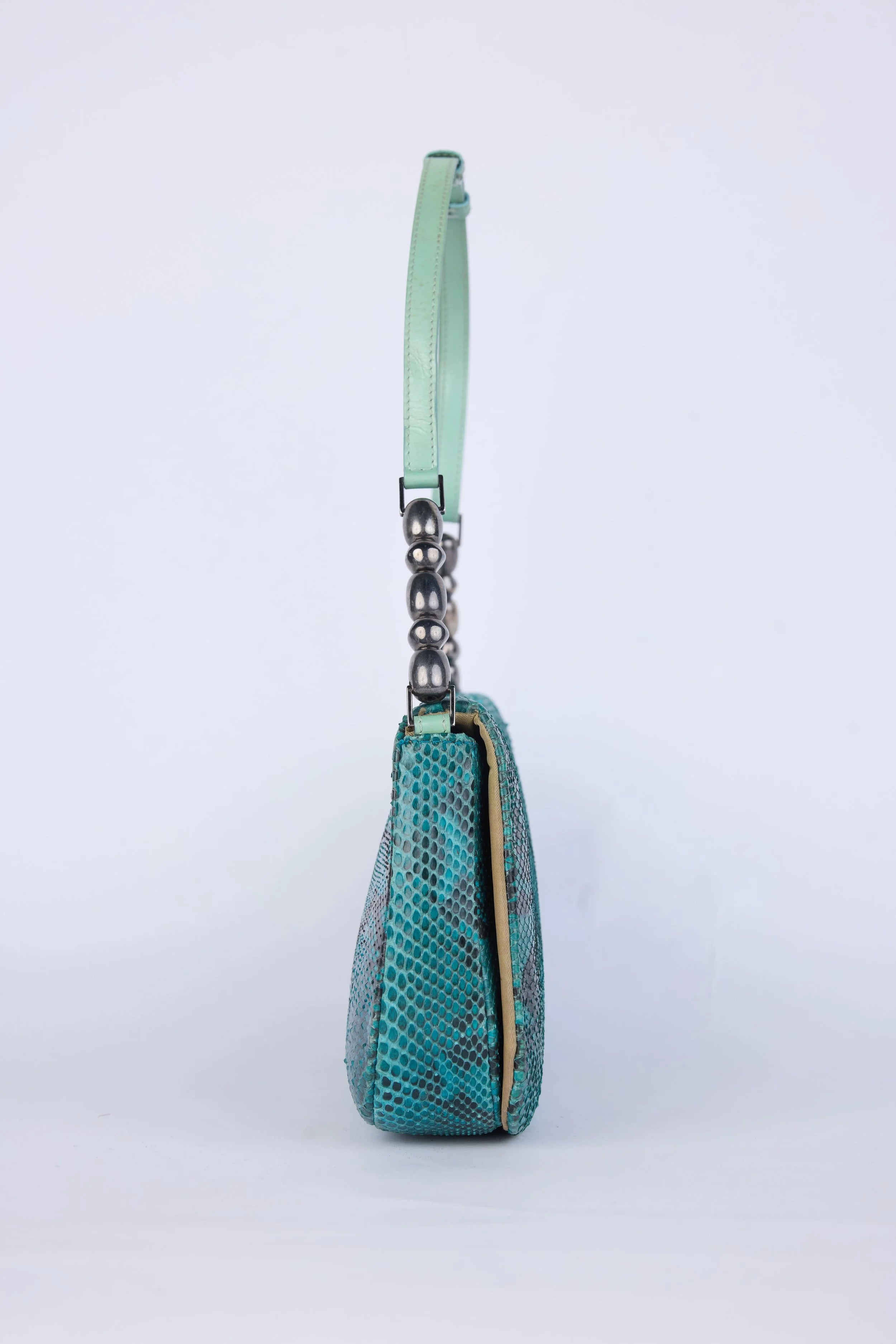 DIOR TEAL PYTHON MALICE SHOULDER BAG