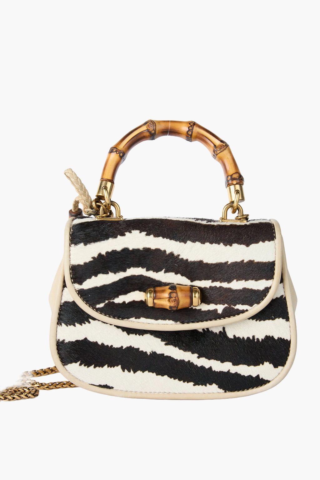 GUCCI Bamboo Turn Lock Leather Print bag