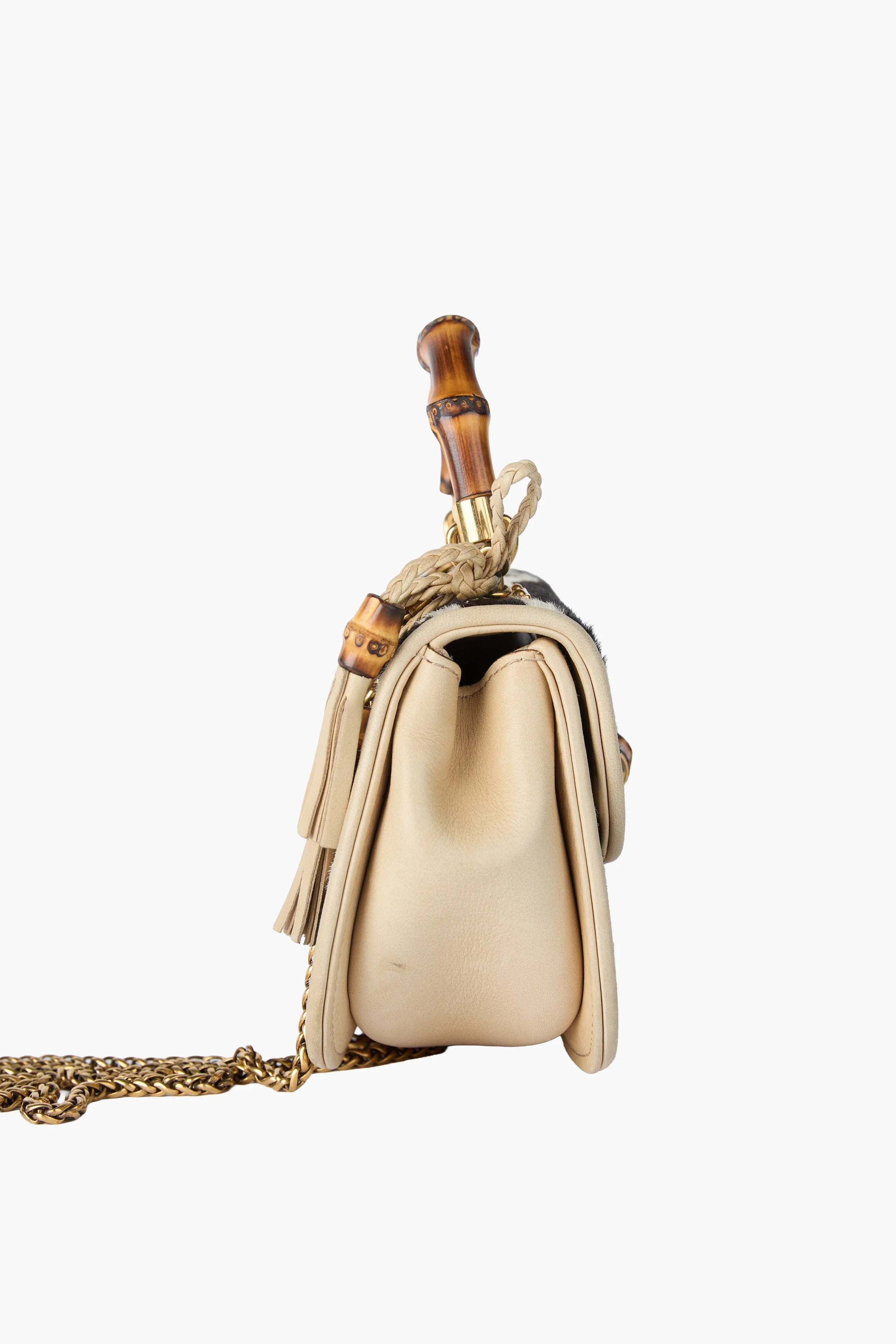 GUCCI Bamboo Turn Lock Leather Print bag