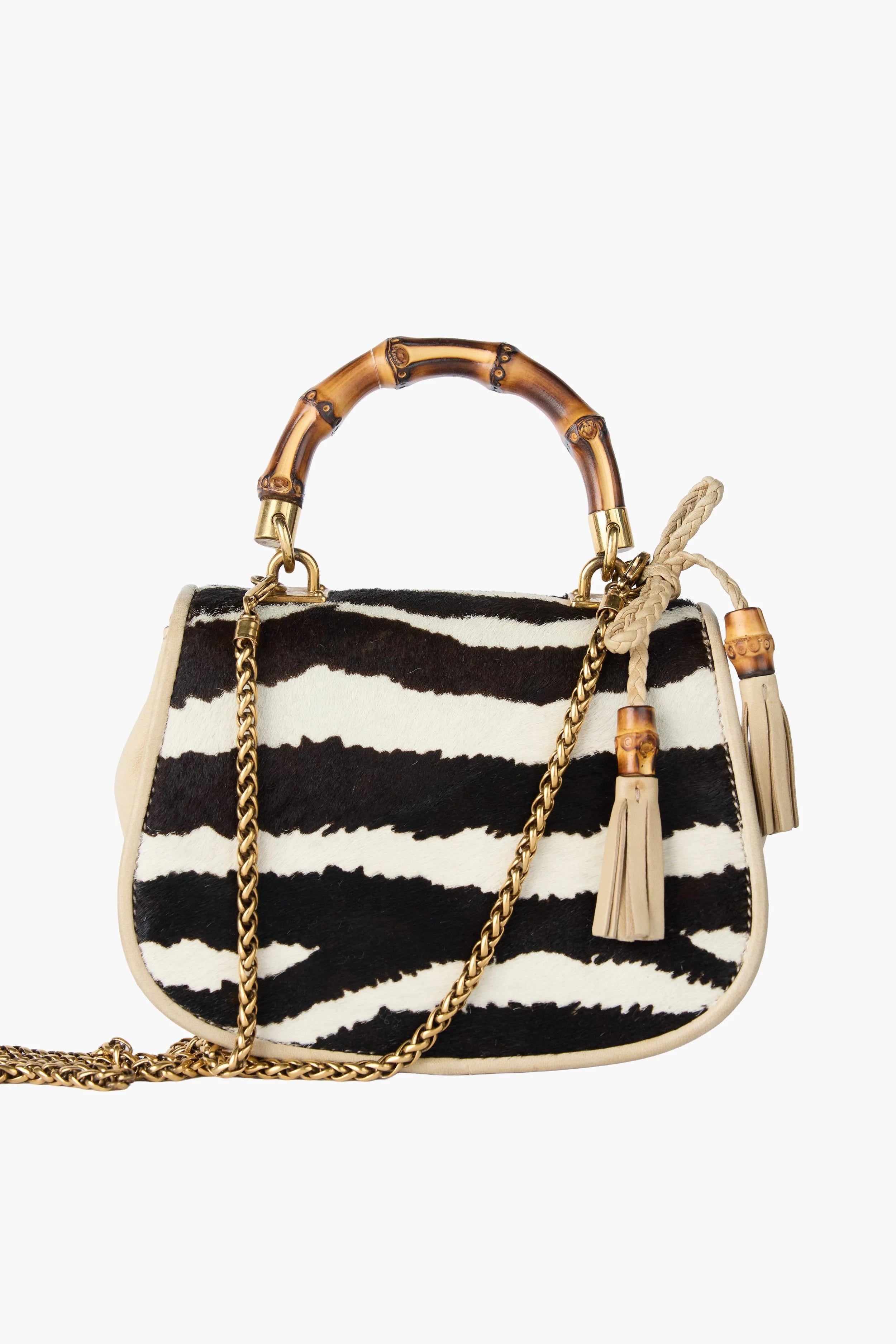 GUCCI Bamboo Turn Lock Leather Print bag