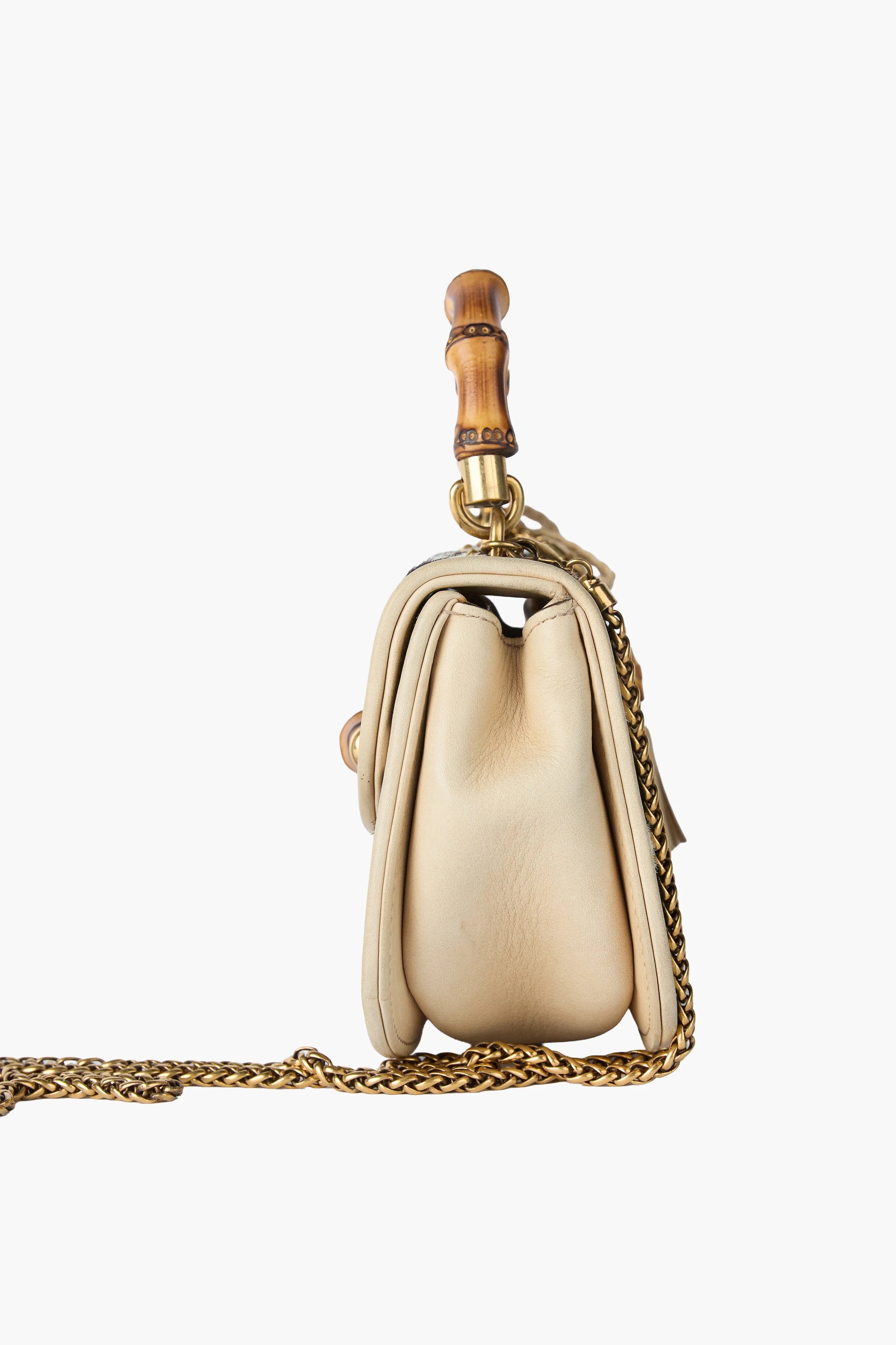 GUCCI Bamboo Turn Lock Leather Print bag