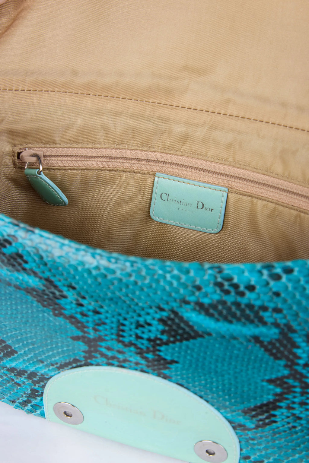 DIOR TEAL PYTHON MALICE SHOULDER BAG