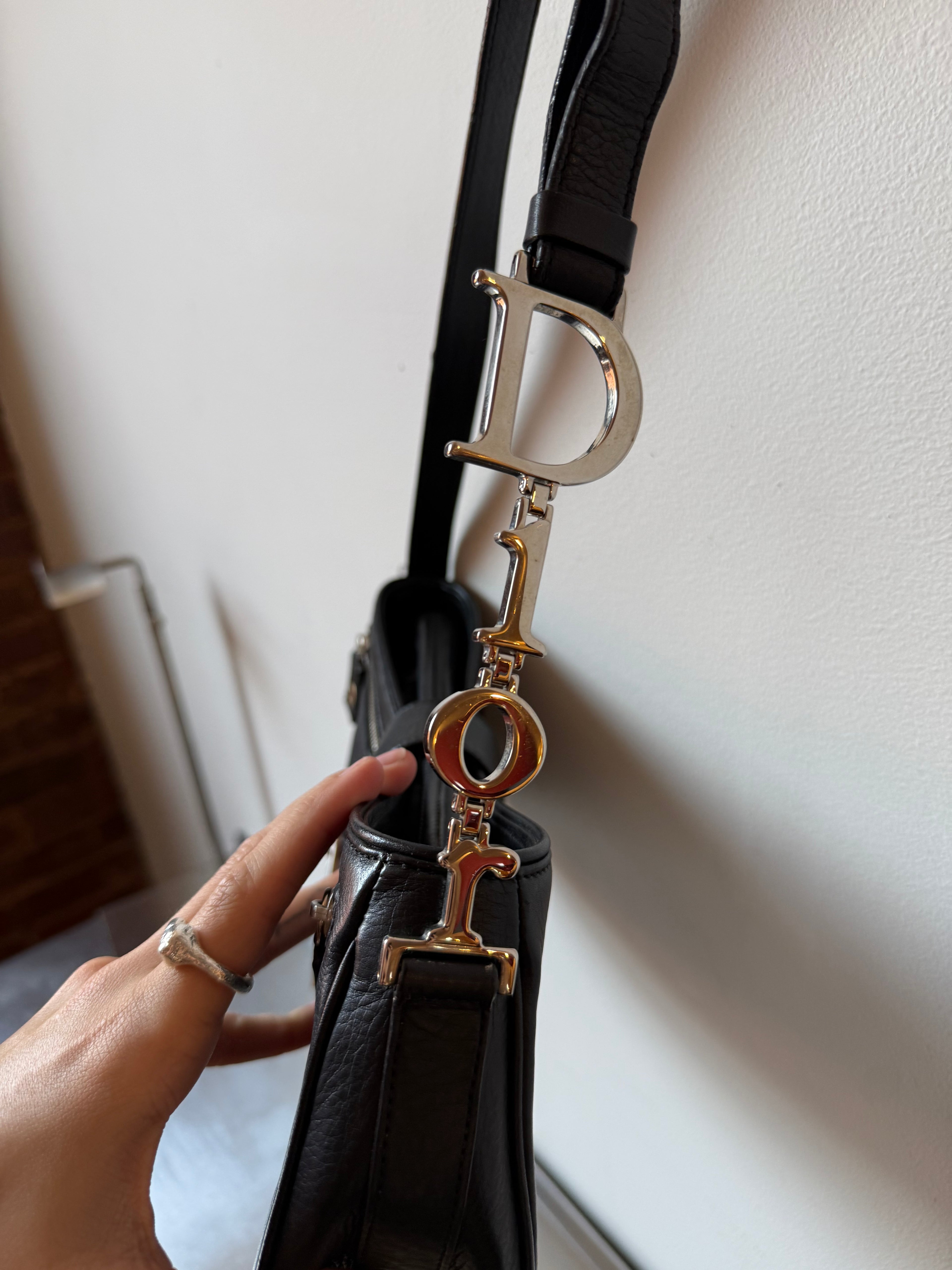 DIOR SPELLOUT BLACK LEATHER BAG