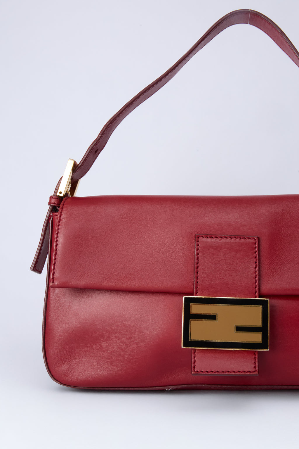 FENDI RED LEATHER BAGUETTE