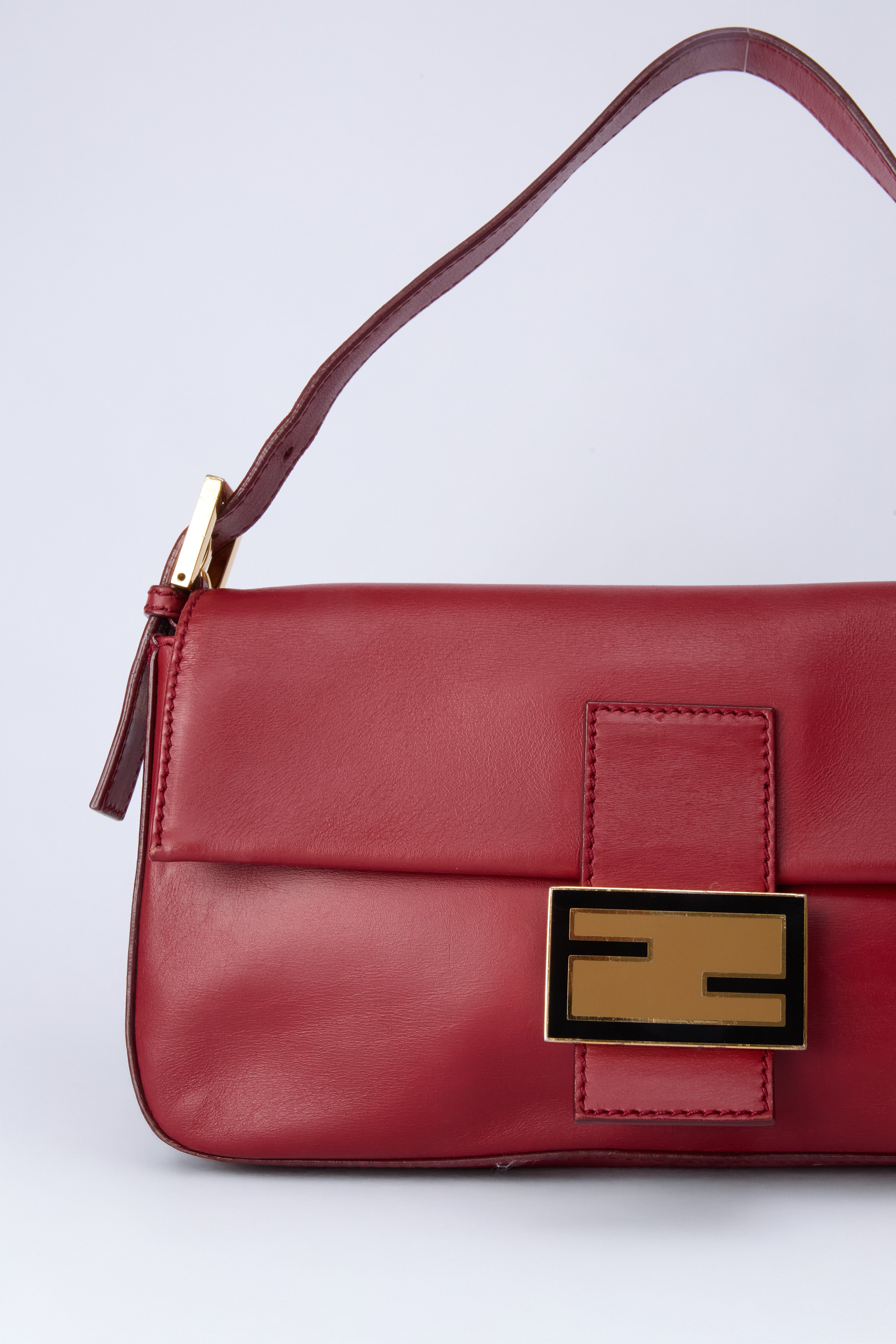 FENDI RED LEATHER BAGUETTE