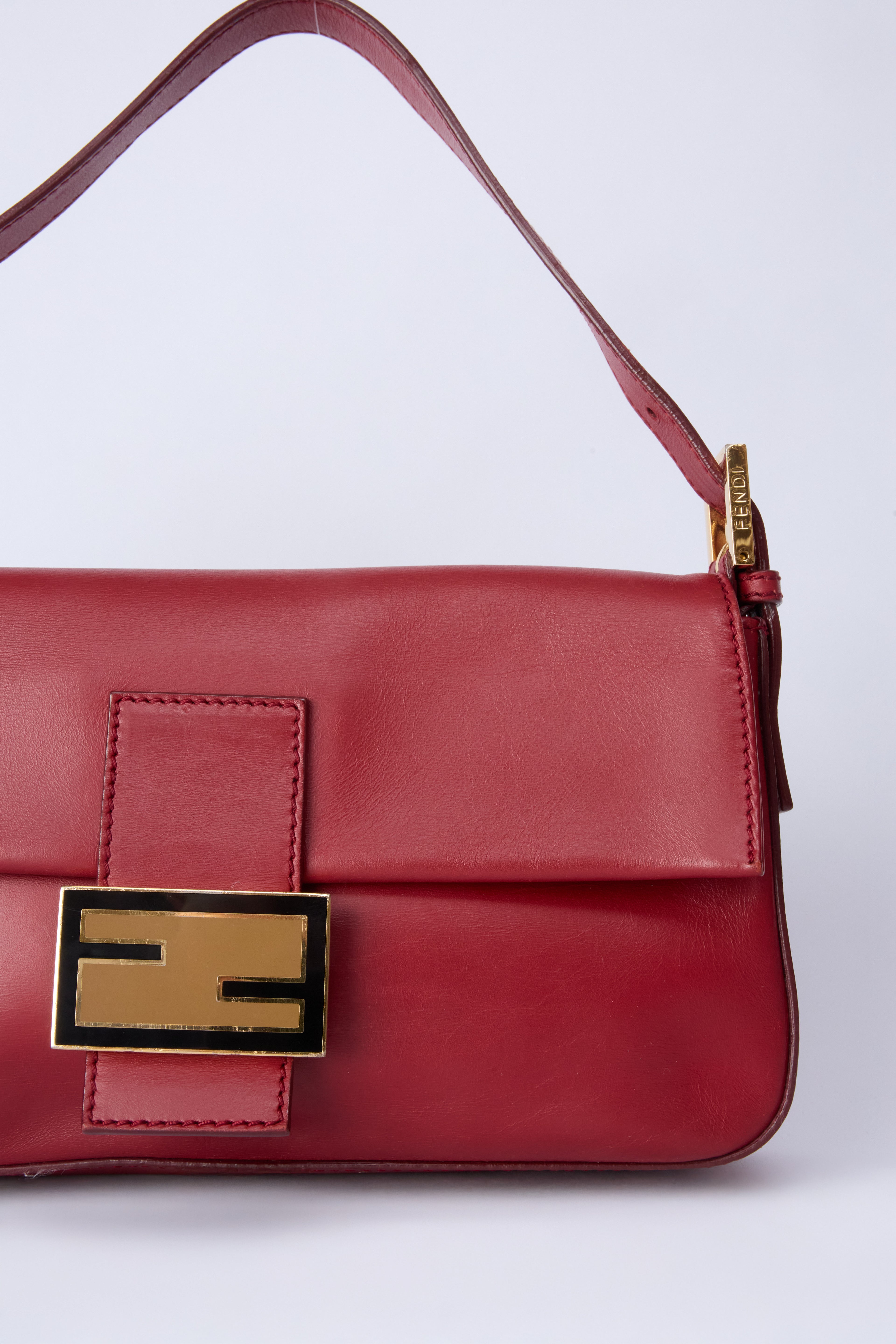 FENDI RED LEATHER BAGUETTE