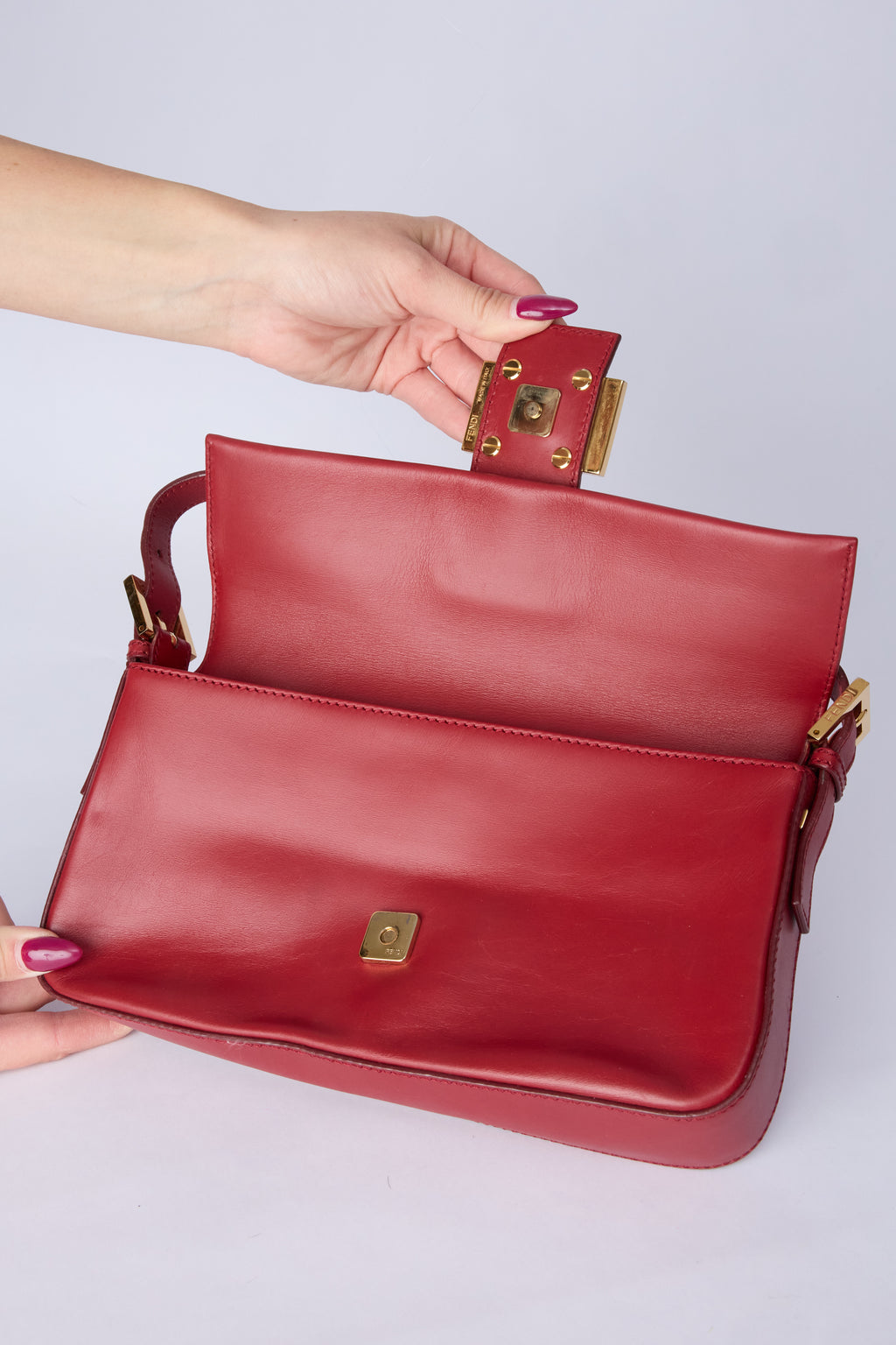 FENDI RED LEATHER BAGUETTE