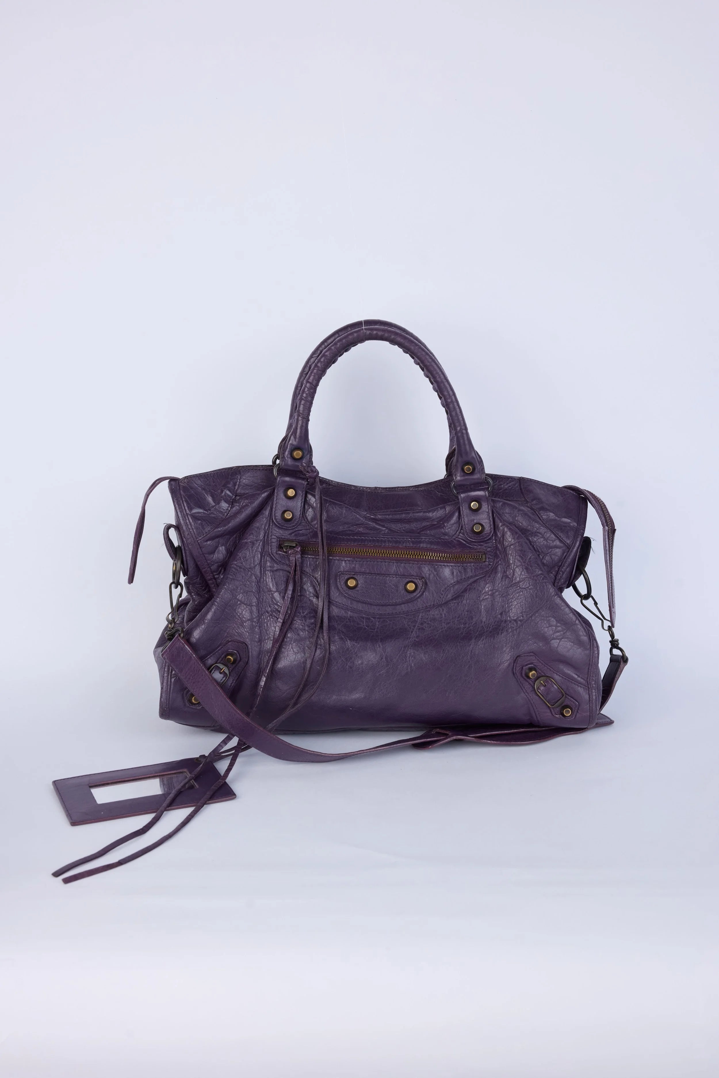 BALENCIAGA PURPLE  MOTOCROSS CLASSIC CITY SHOULDER BAG
