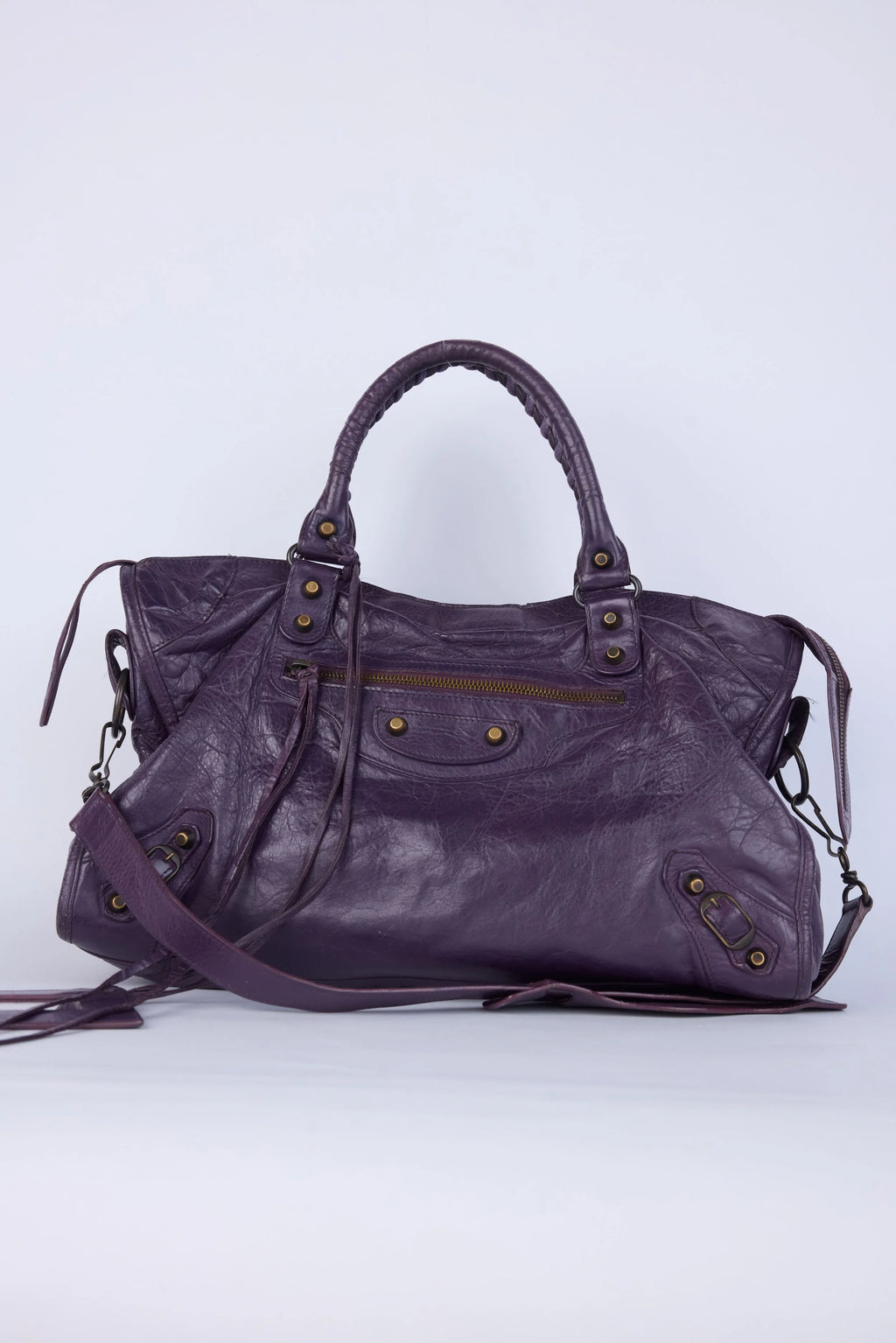 BALENCIAGA PURPLE  MOTOCROSS CLASSIC CITY SHOULDER BAG