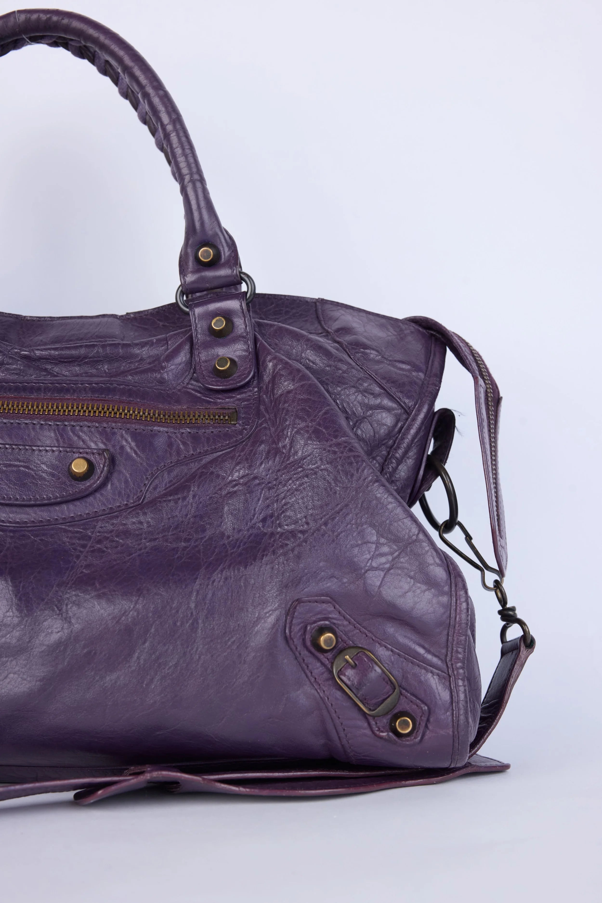 BALENCIAGA PURPLE  MOTOCROSS CLASSIC CITY SHOULDER BAG