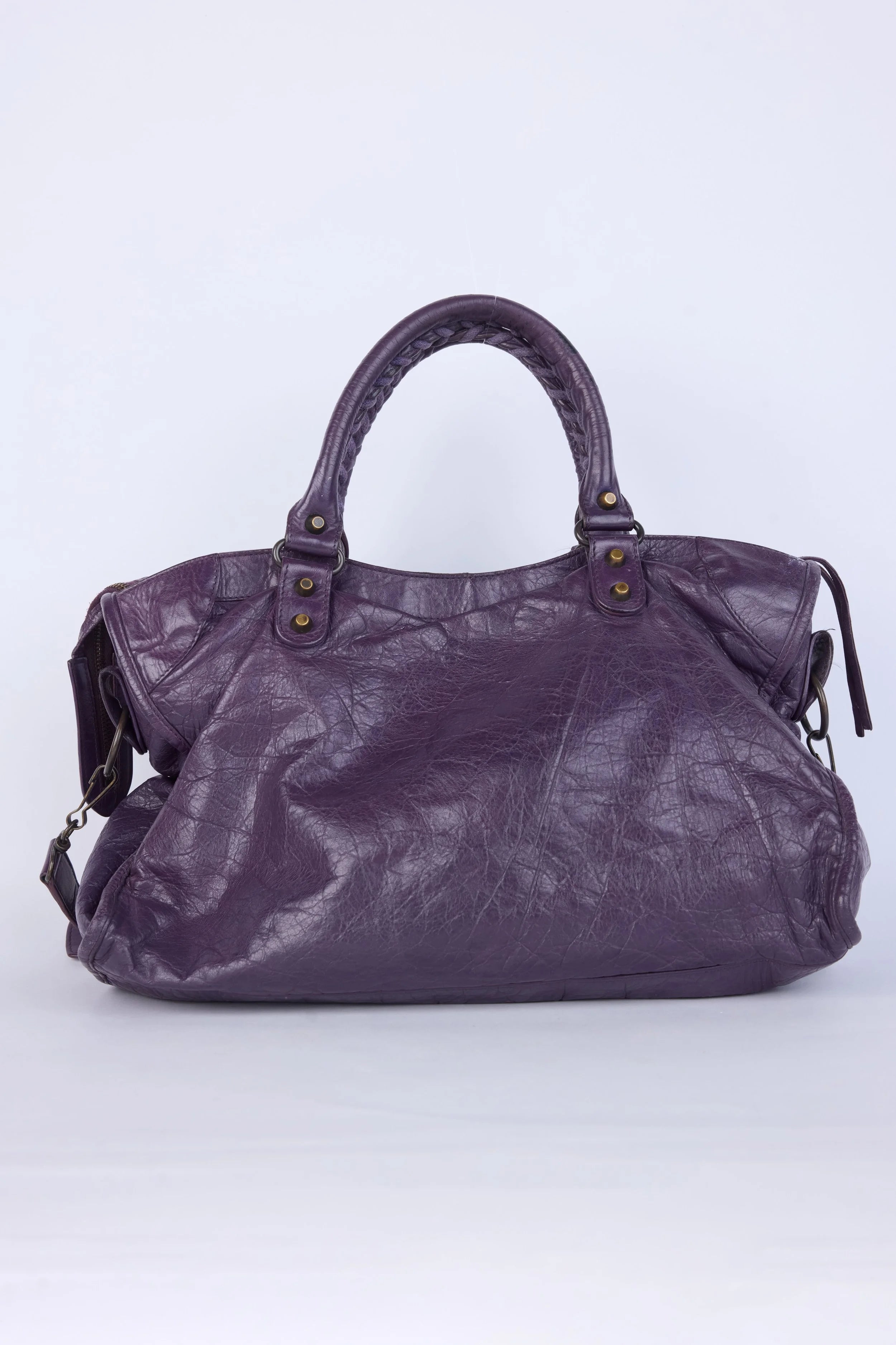 BALENCIAGA PURPLE  MOTOCROSS CLASSIC CITY SHOULDER BAG