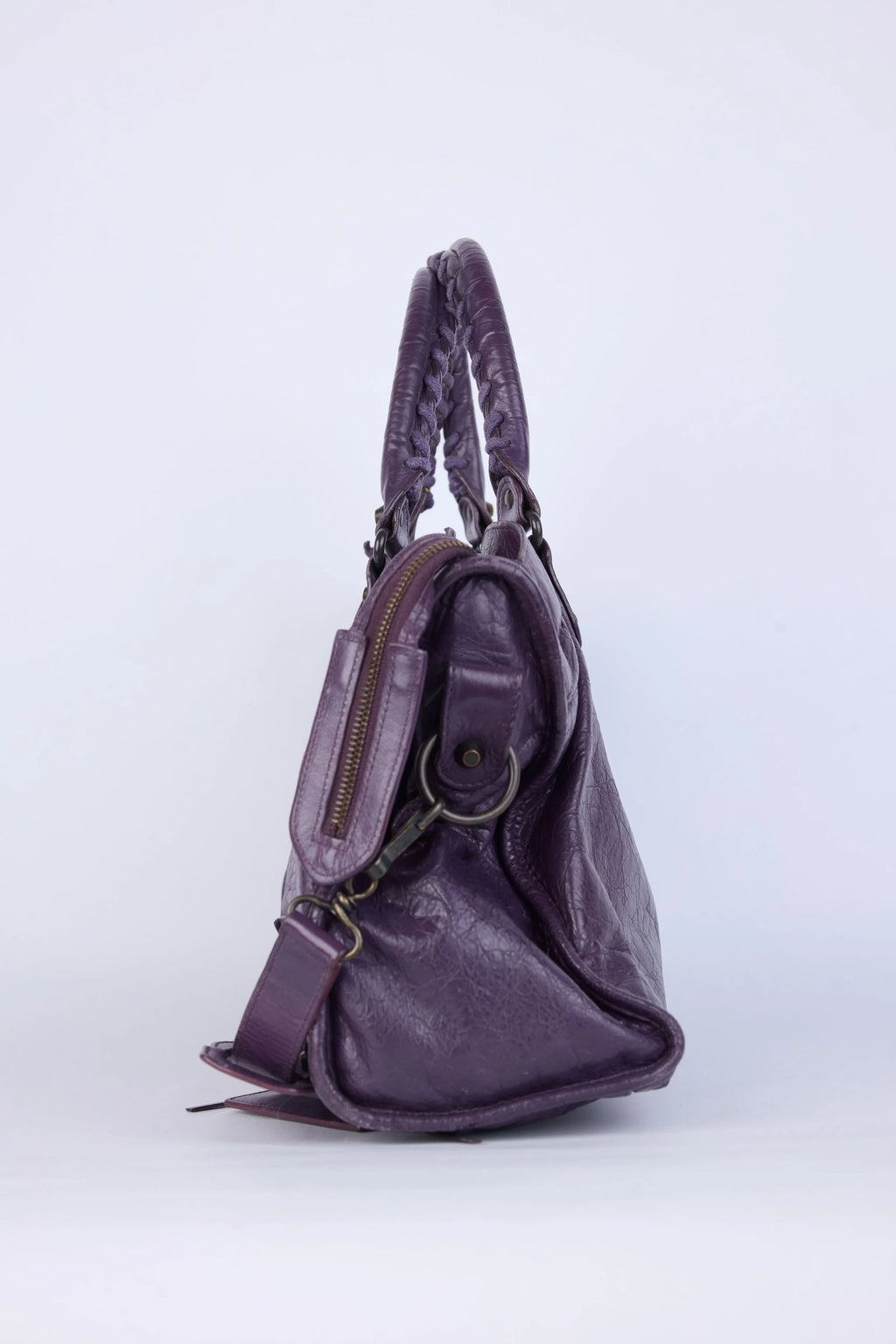 BALENCIAGA PURPLE  MOTOCROSS CLASSIC CITY SHOULDER BAG