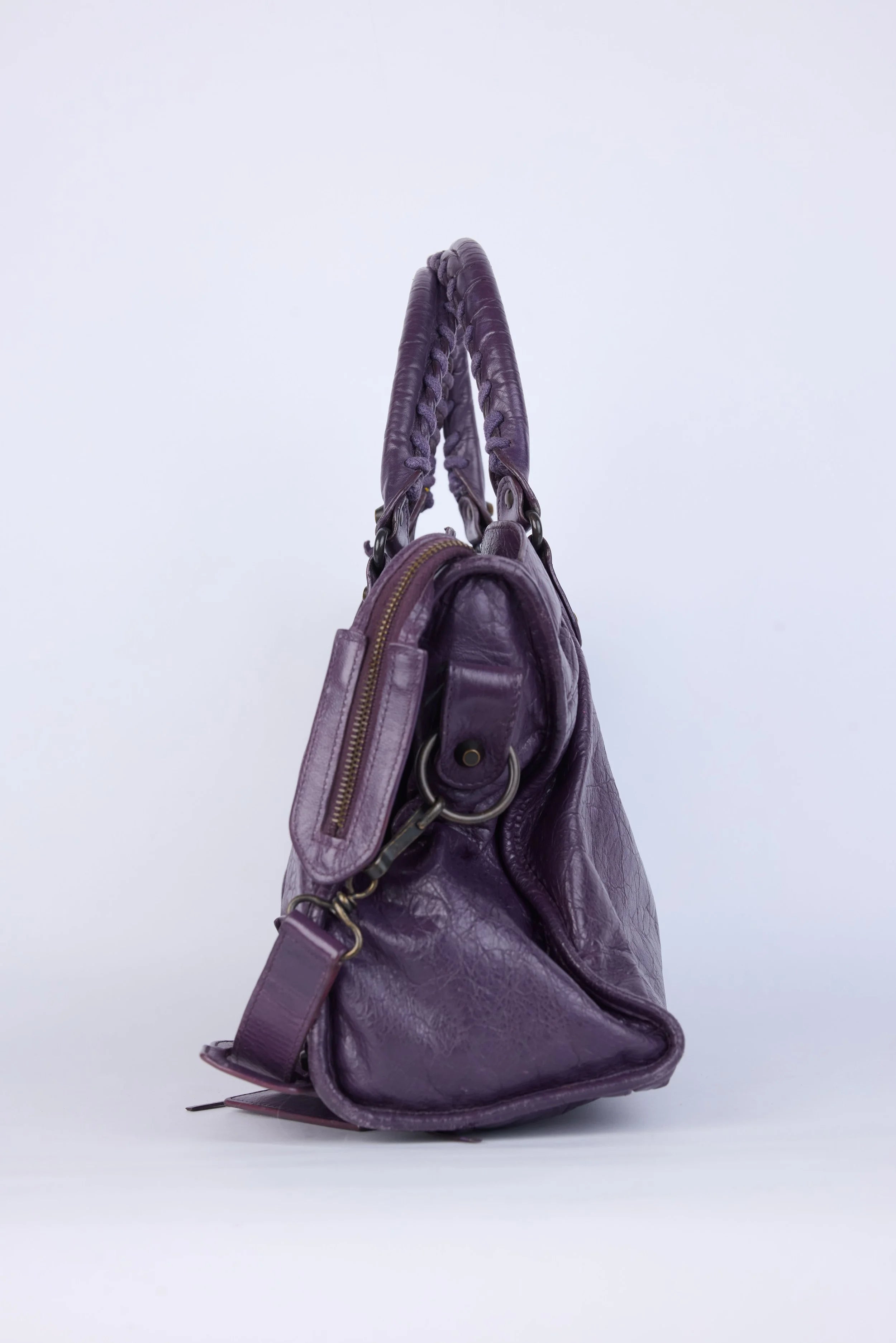 BALENCIAGA PURPLE  MOTOCROSS CLASSIC CITY SHOULDER BAG