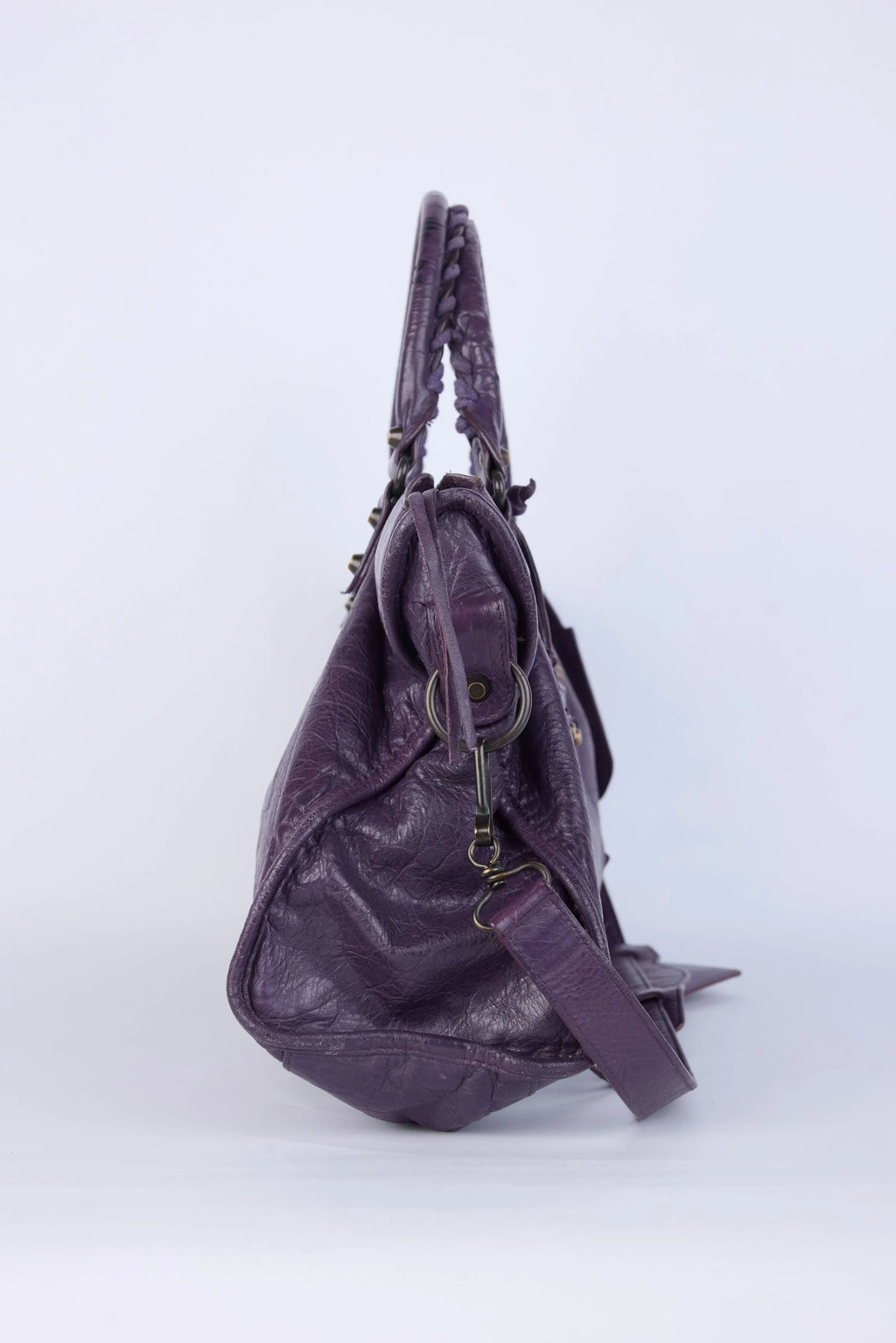 BALENCIAGA PURPLE  MOTOCROSS CLASSIC CITY SHOULDER BAG