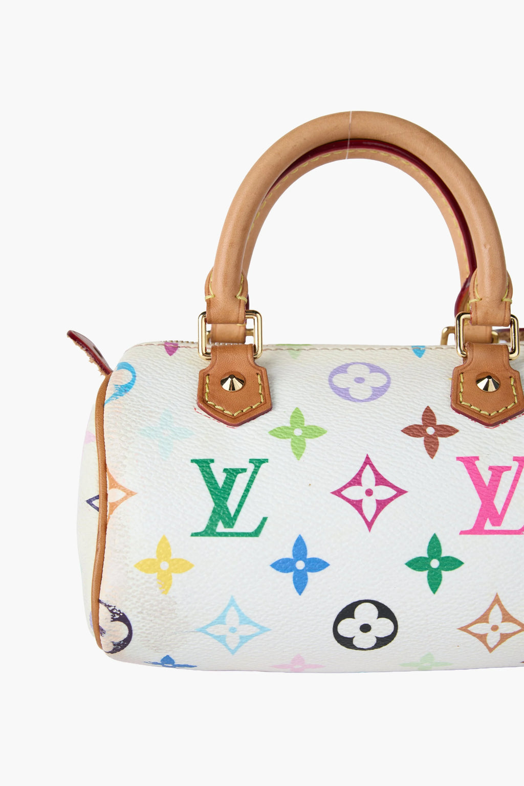 Louis Vuitton White Multicolor Nano Speedy