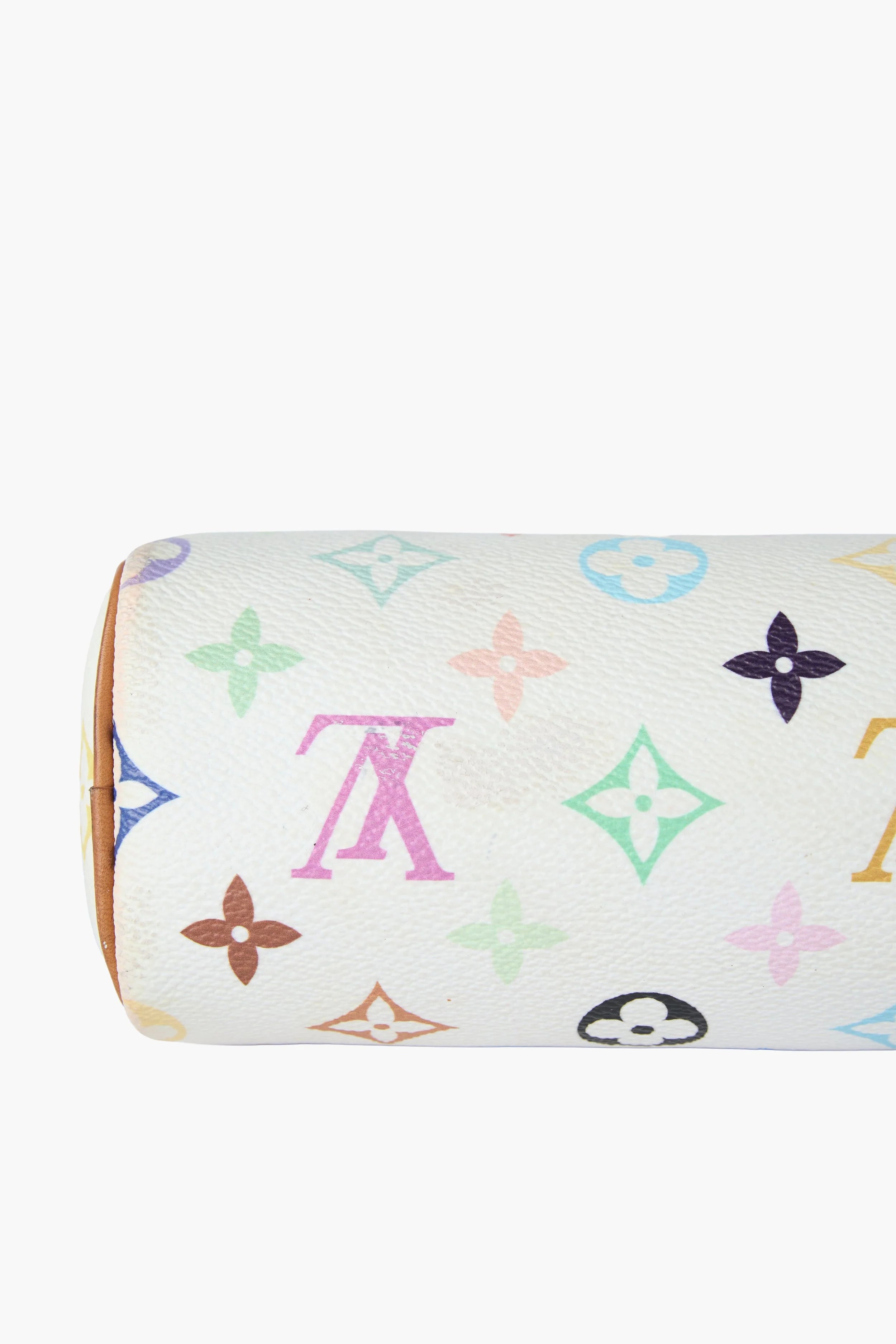 Louis Vuitton White Multicolor Nano Speedy