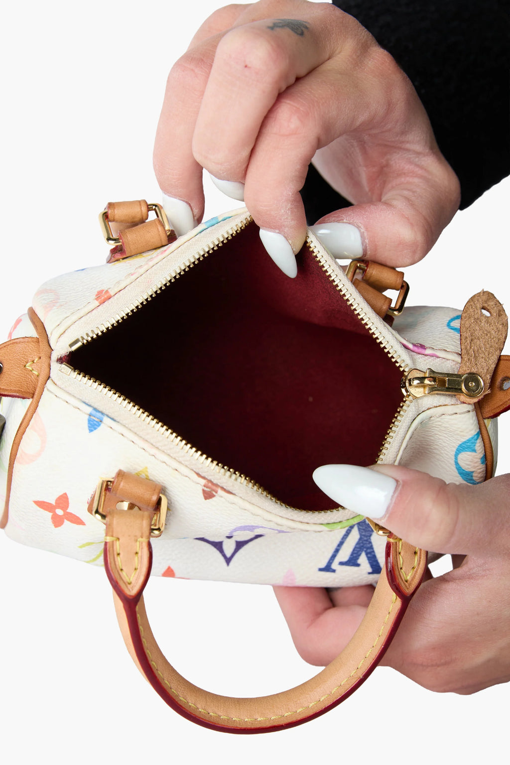 Louis Vuitton White Multicolor Nano Speedy