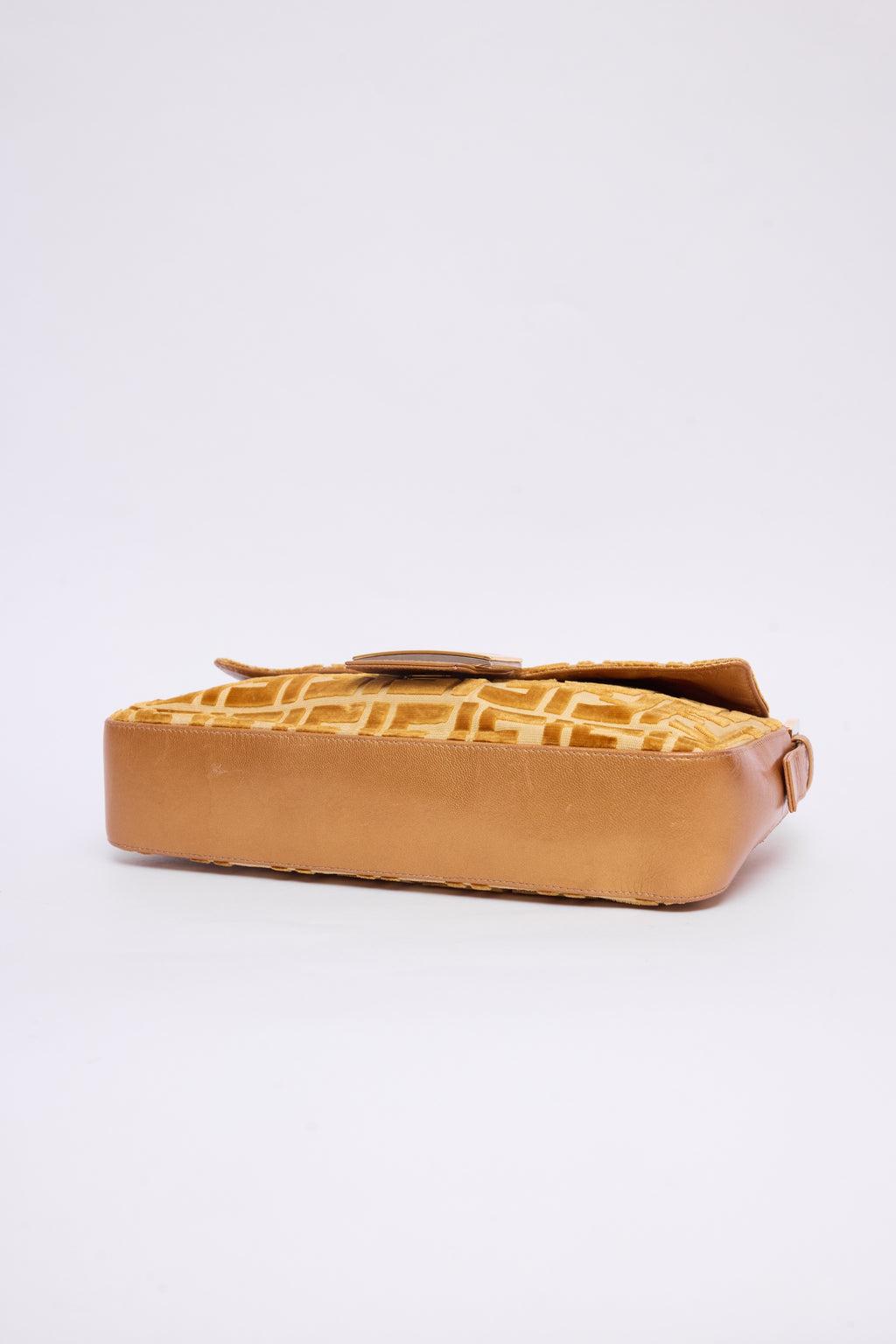 FENDI YELLOW & GOLD ZUCCA VELVET BAGUETTE
