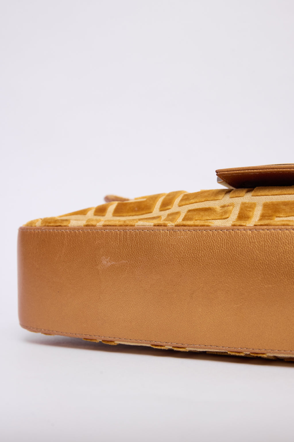 FENDI YELLOW & GOLD ZUCCA VELVET BAGUETTE