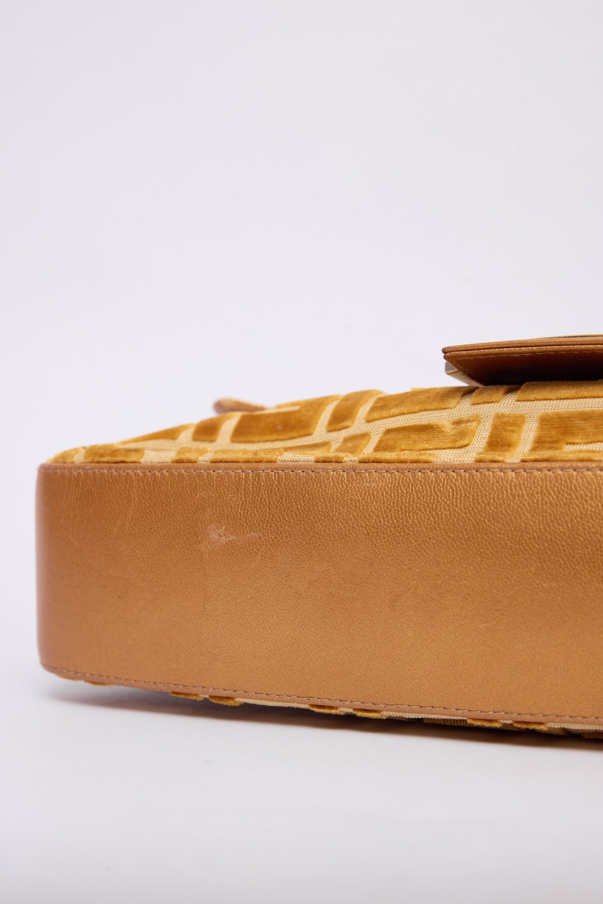 FENDI YELLOW & GOLD ZUCCA VELVET BAGUETTE