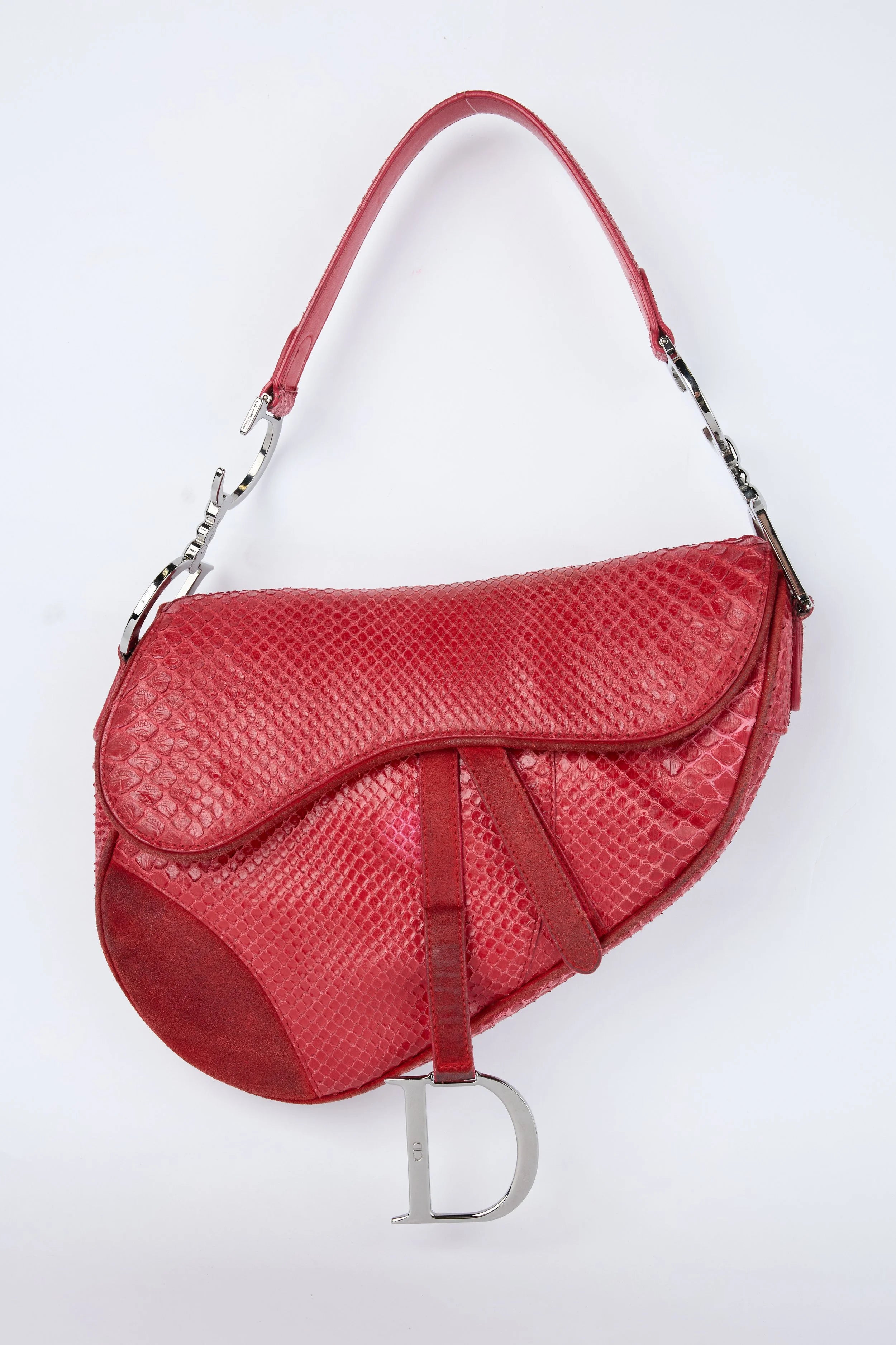 RARE DIOR RED PYTHON SADDLE