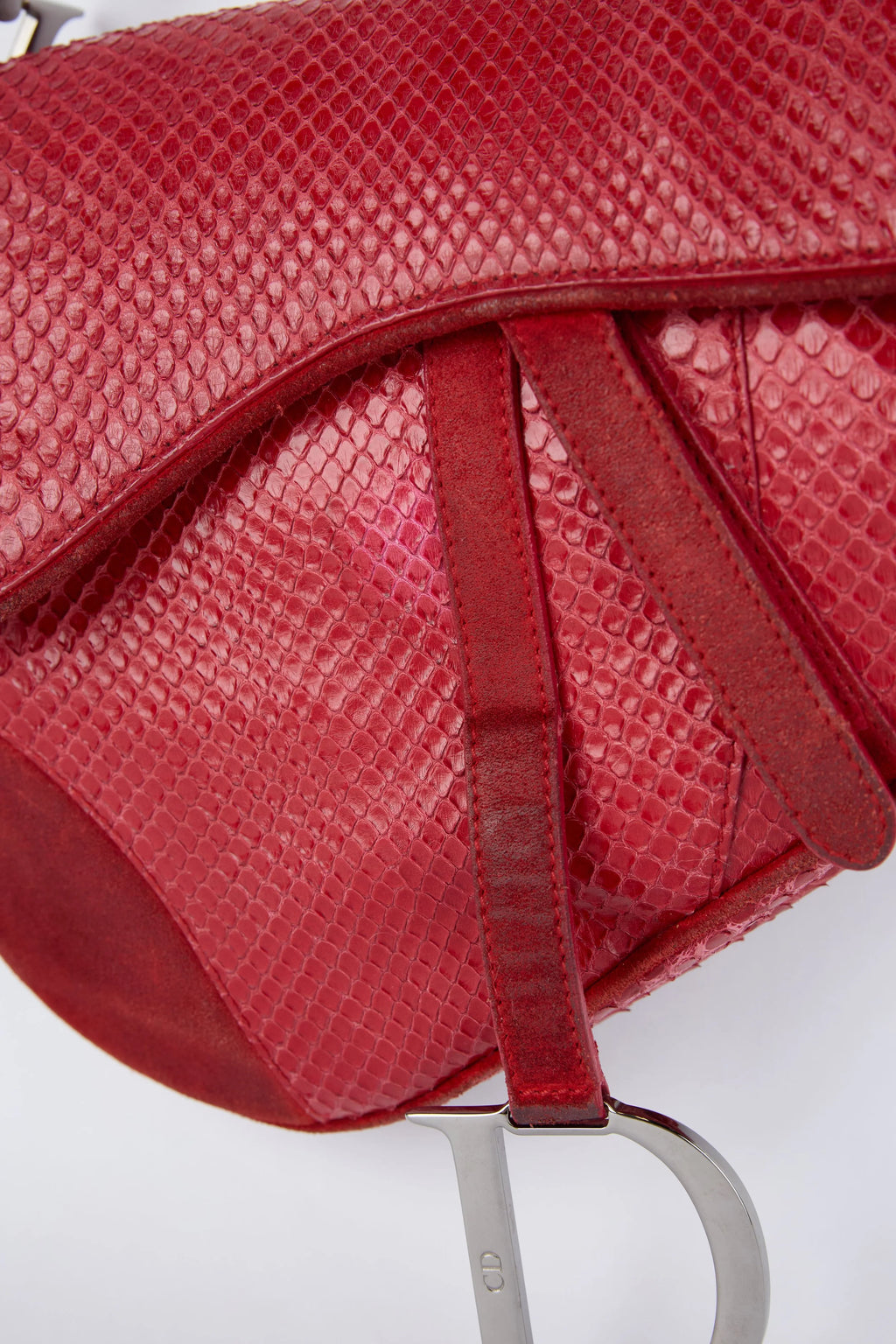 RARE DIOR RED PYTHON SADDLE