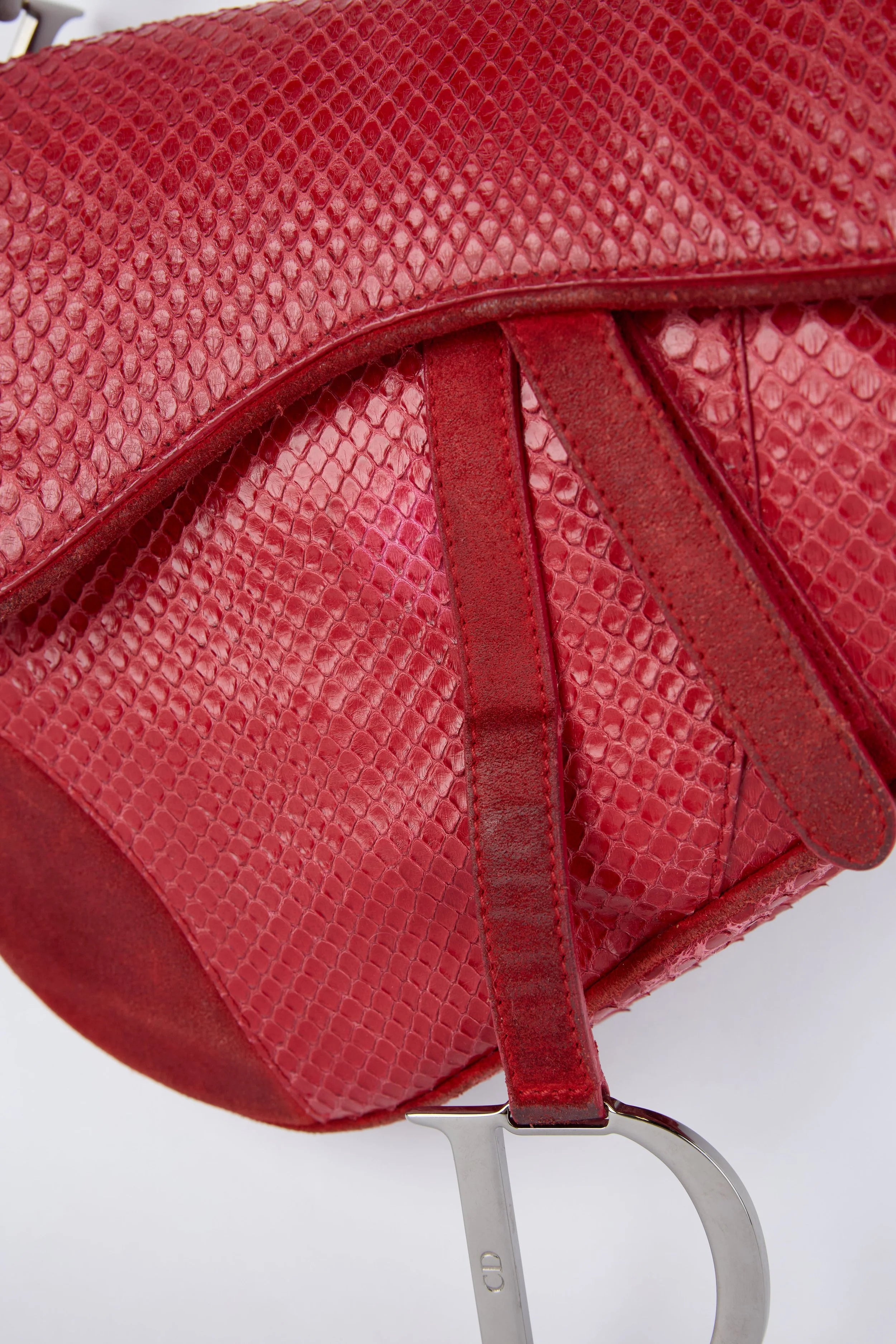 RARE DIOR RED PYTHON SADDLE