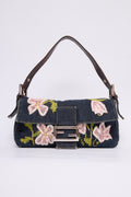 FENDI DENIM FLORAL BAGUETTE