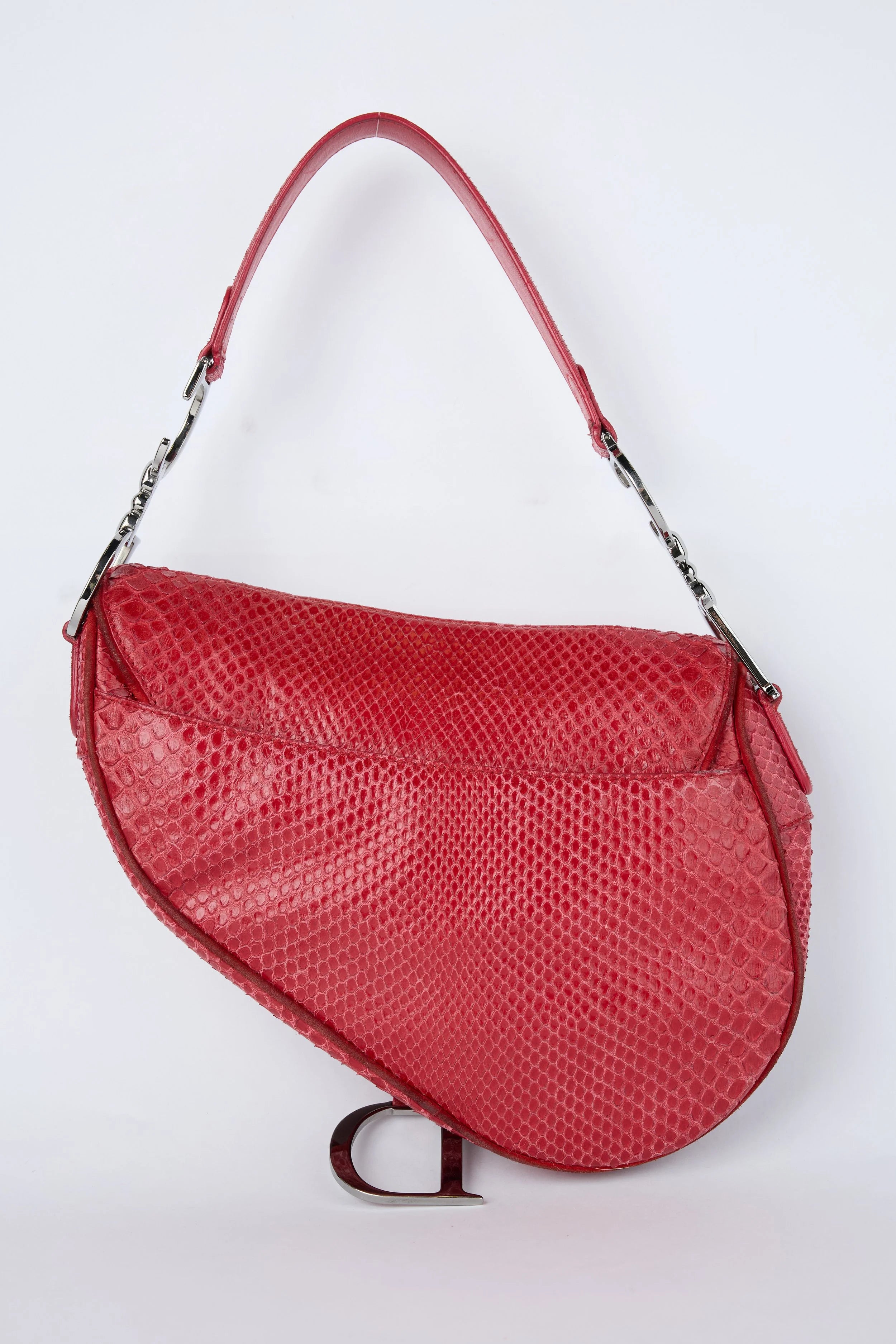 RARE DIOR RED PYTHON SADDLE
