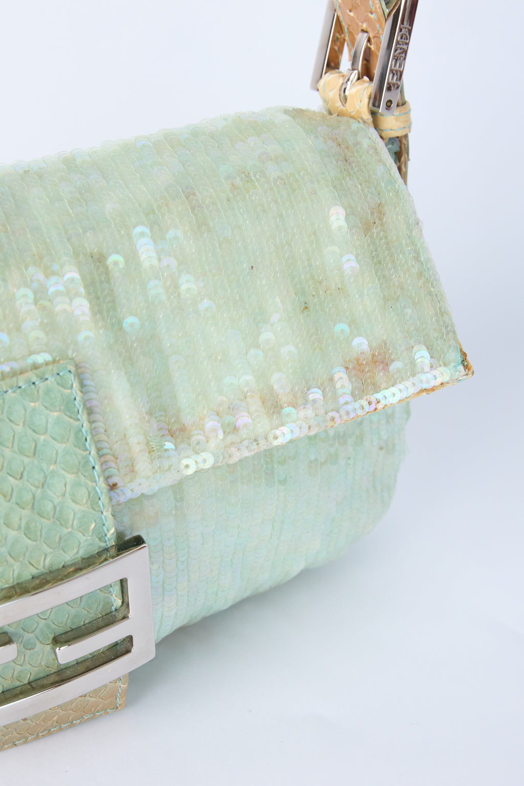 FENDI TEAL SEQUIN BAGUETTE