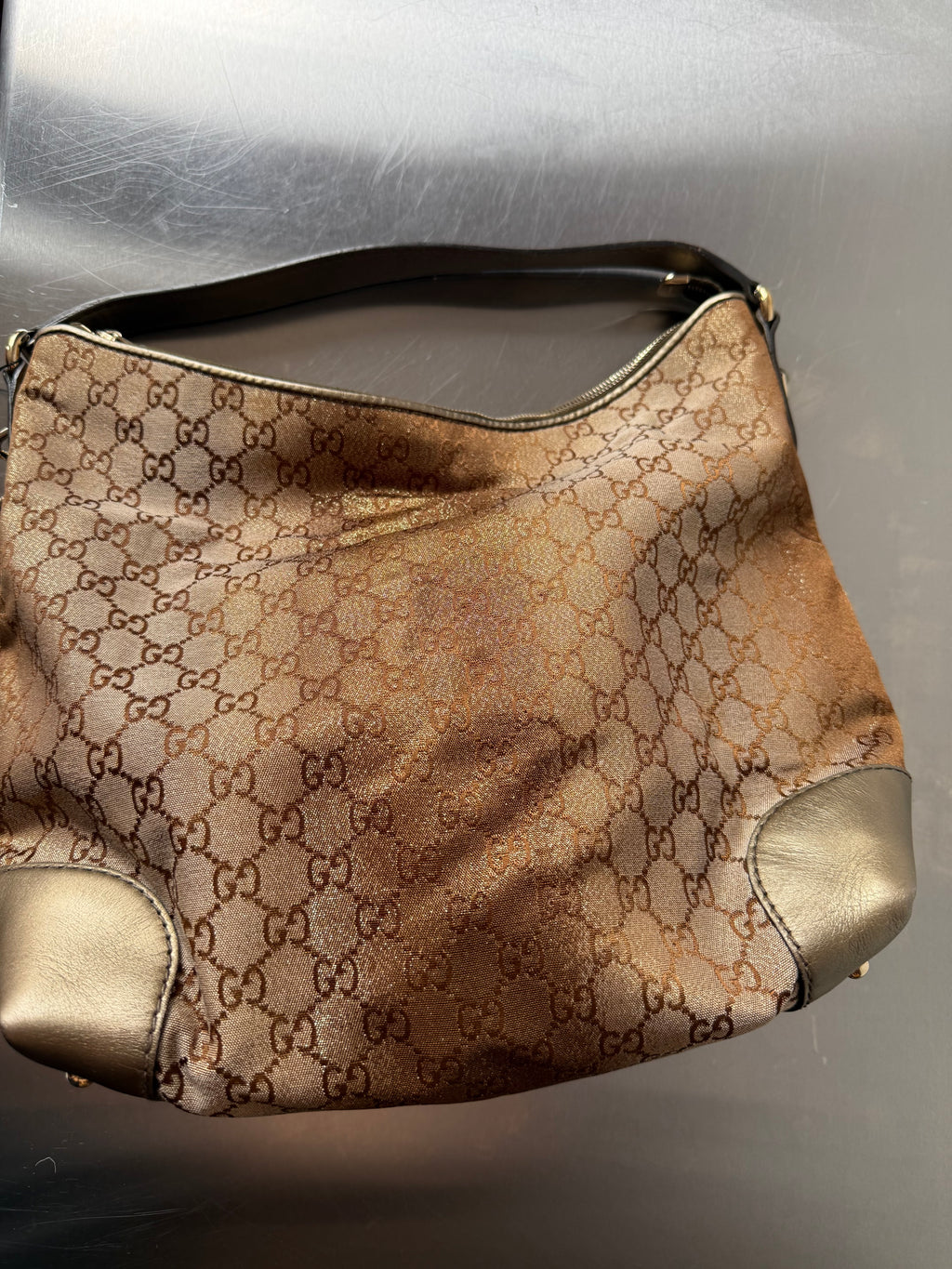 GUCCI METALLIC GOLD GUCCISSIMA HOBO