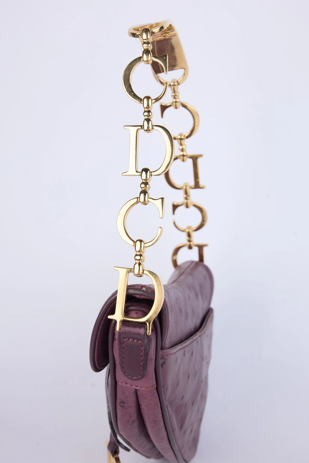 RARE DIOR OSTRICH PURPLE MINI SADDLE